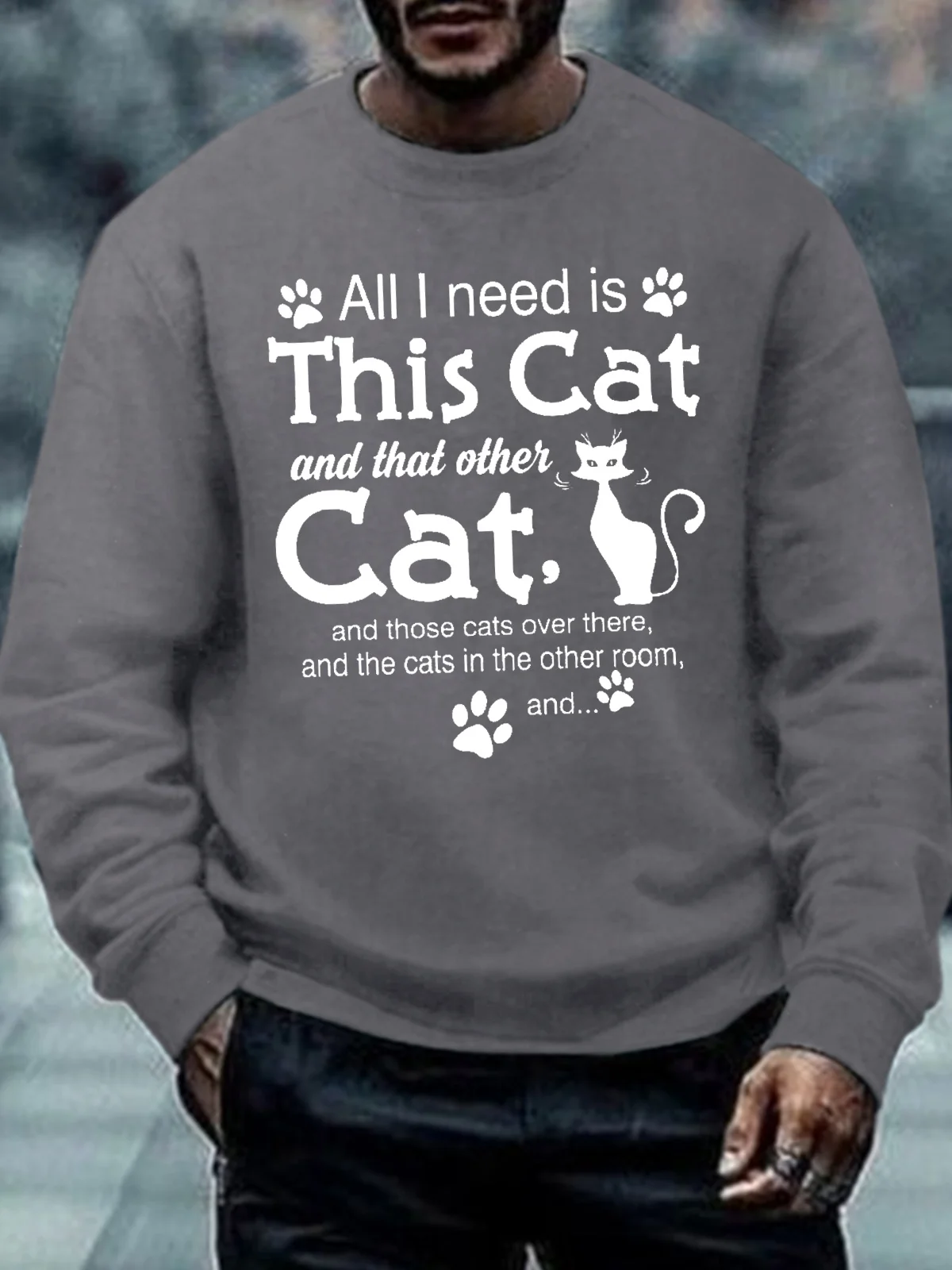 Mens Cat lover Letters Sweatshirt