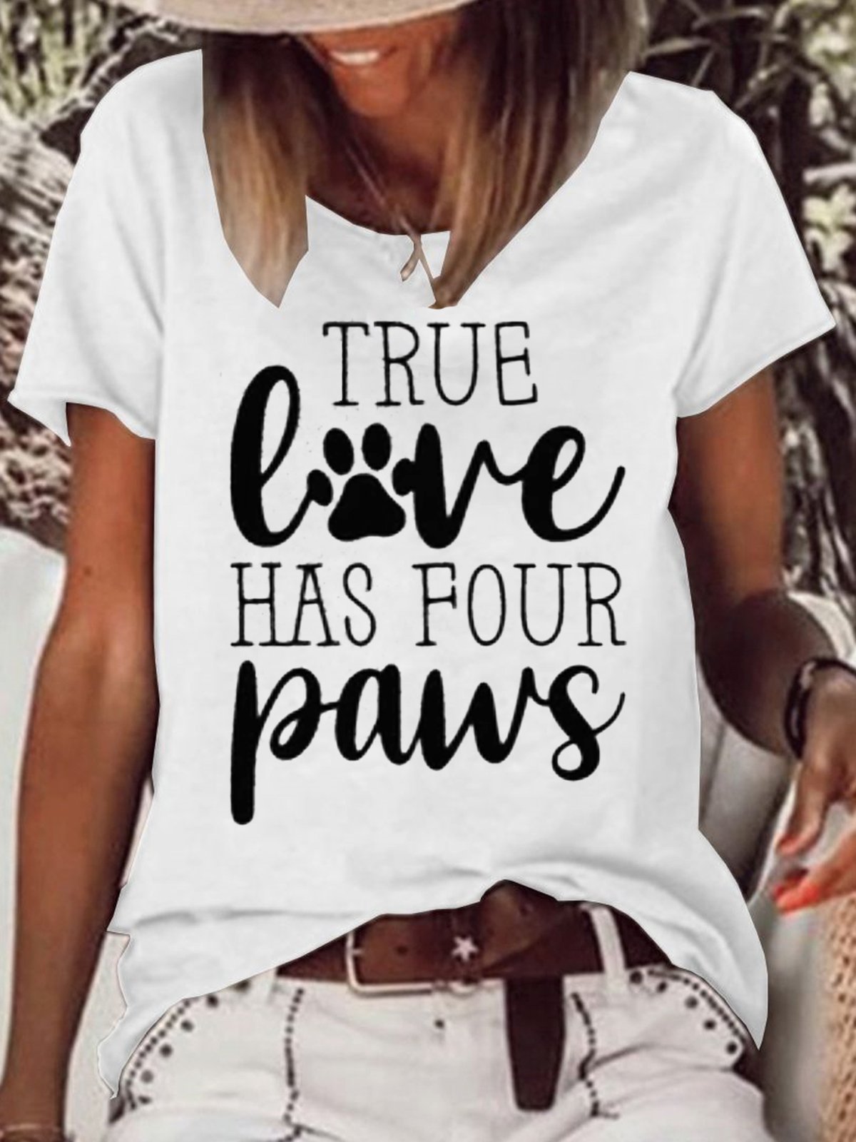 Womens True Love Has Four Paws Casual T-Shirt