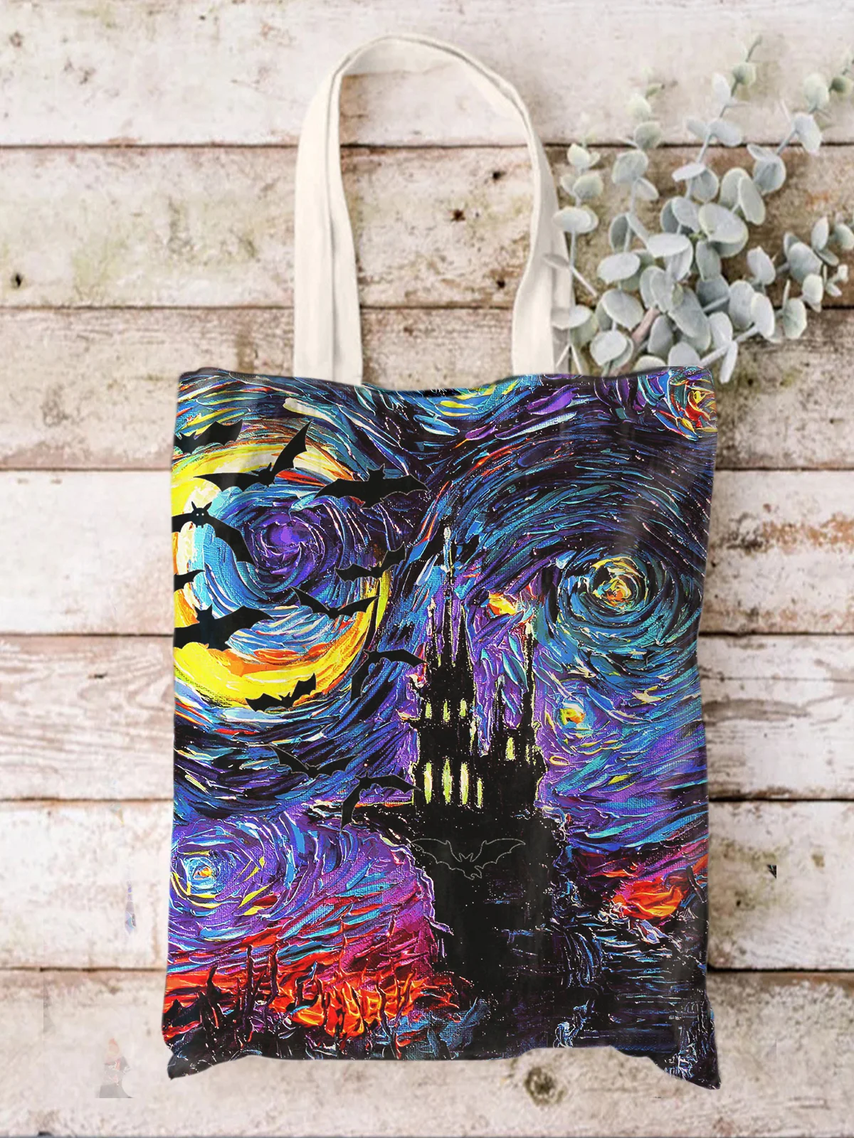 Halloween Abstract Painting Shopping Totes