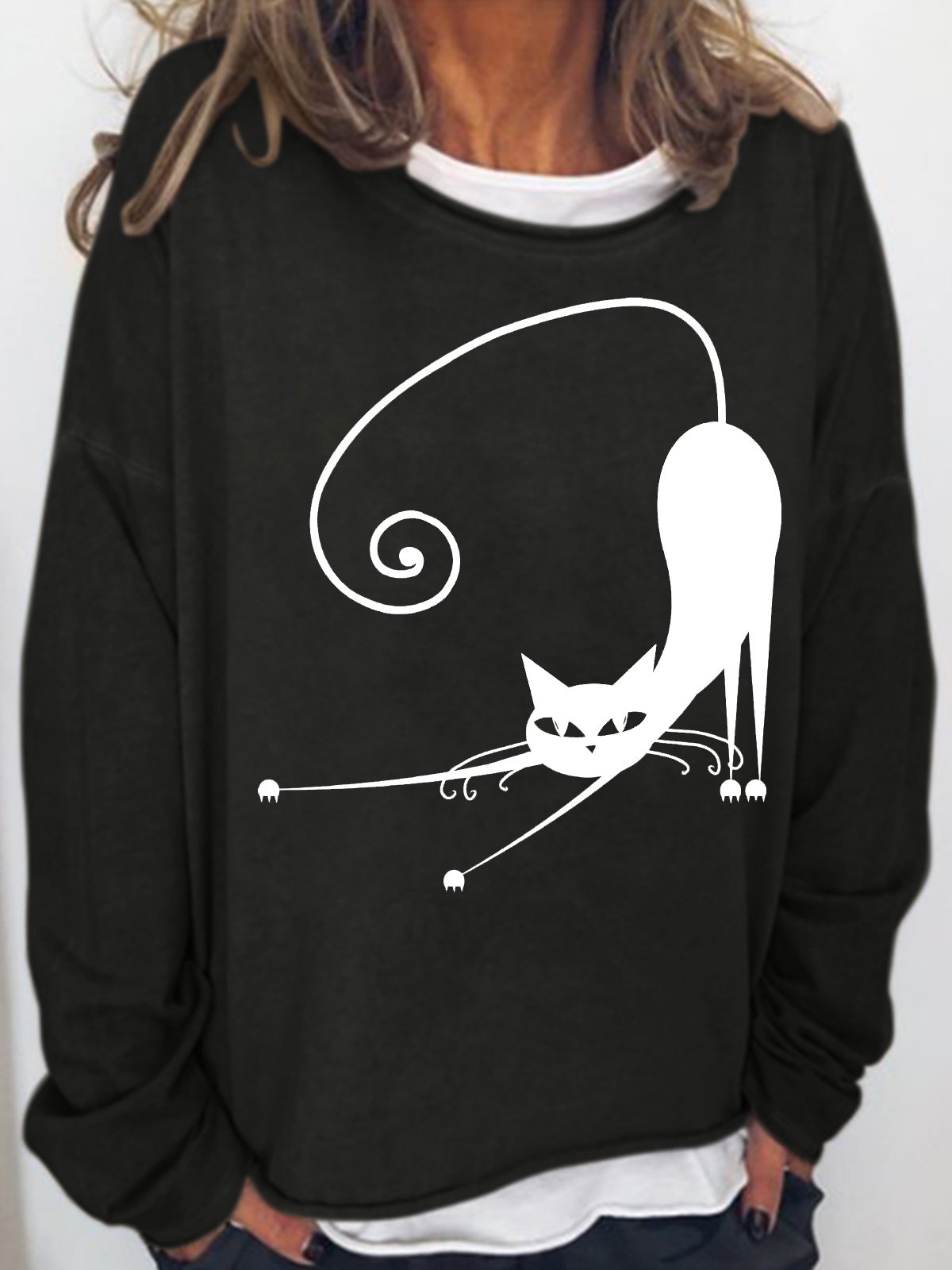 Womens Cute Cat Sweatshirt