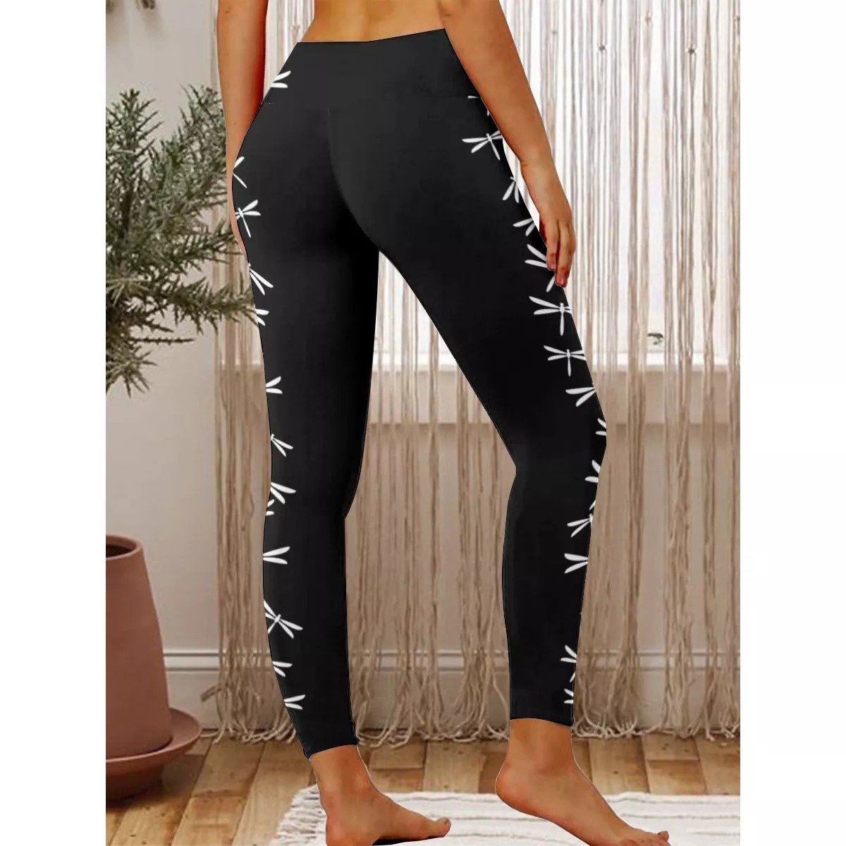 Womens Dragonfly Print Casual Leggings