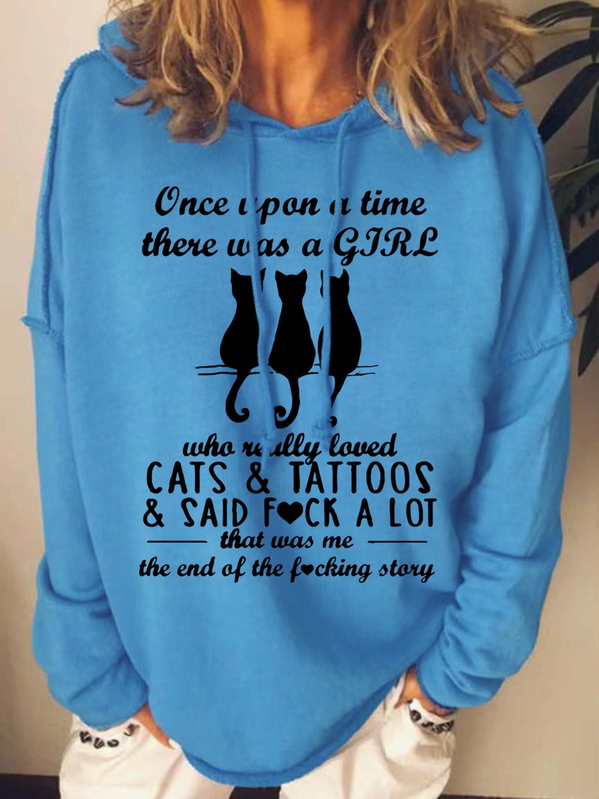 Women Cats Tattoos Girl Story Cat Loose Sweatshirt