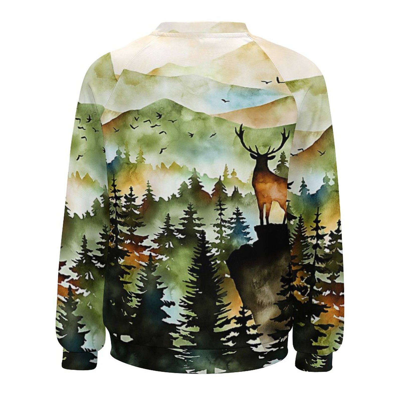 Womens Mountains Art Print Crew Neck Sweatshirts