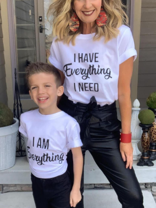 Womens I Am Everything Grandma& Grandkid Matching Casual T-Shirt