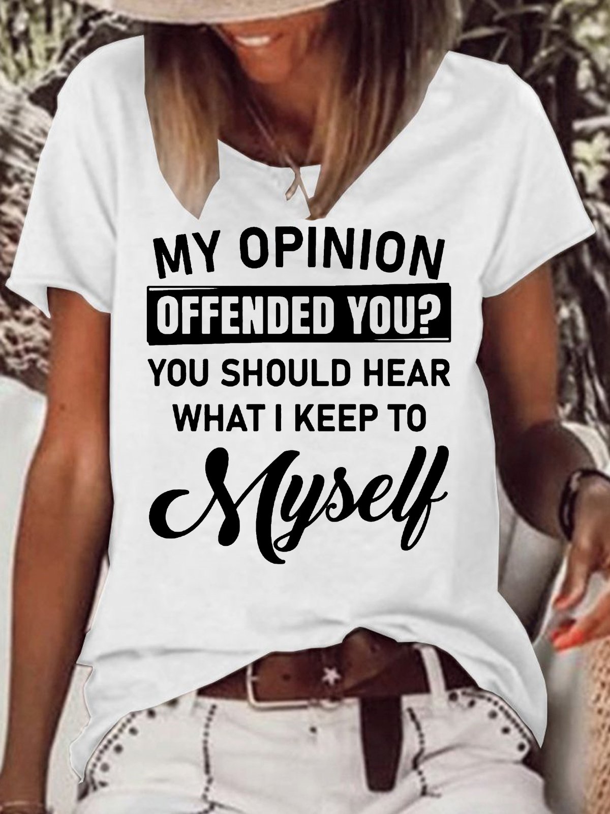 Womens My Opinion Offended You Crew Neck T-Shirt