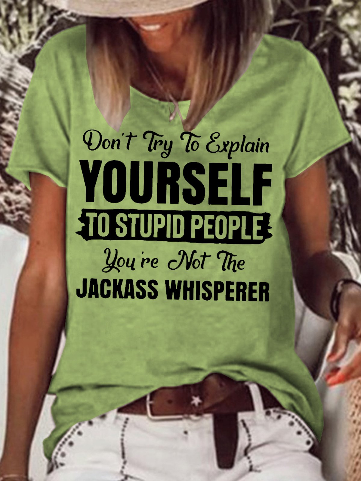 Womens Don't Try To Explain Yourself Letters T-Shirt