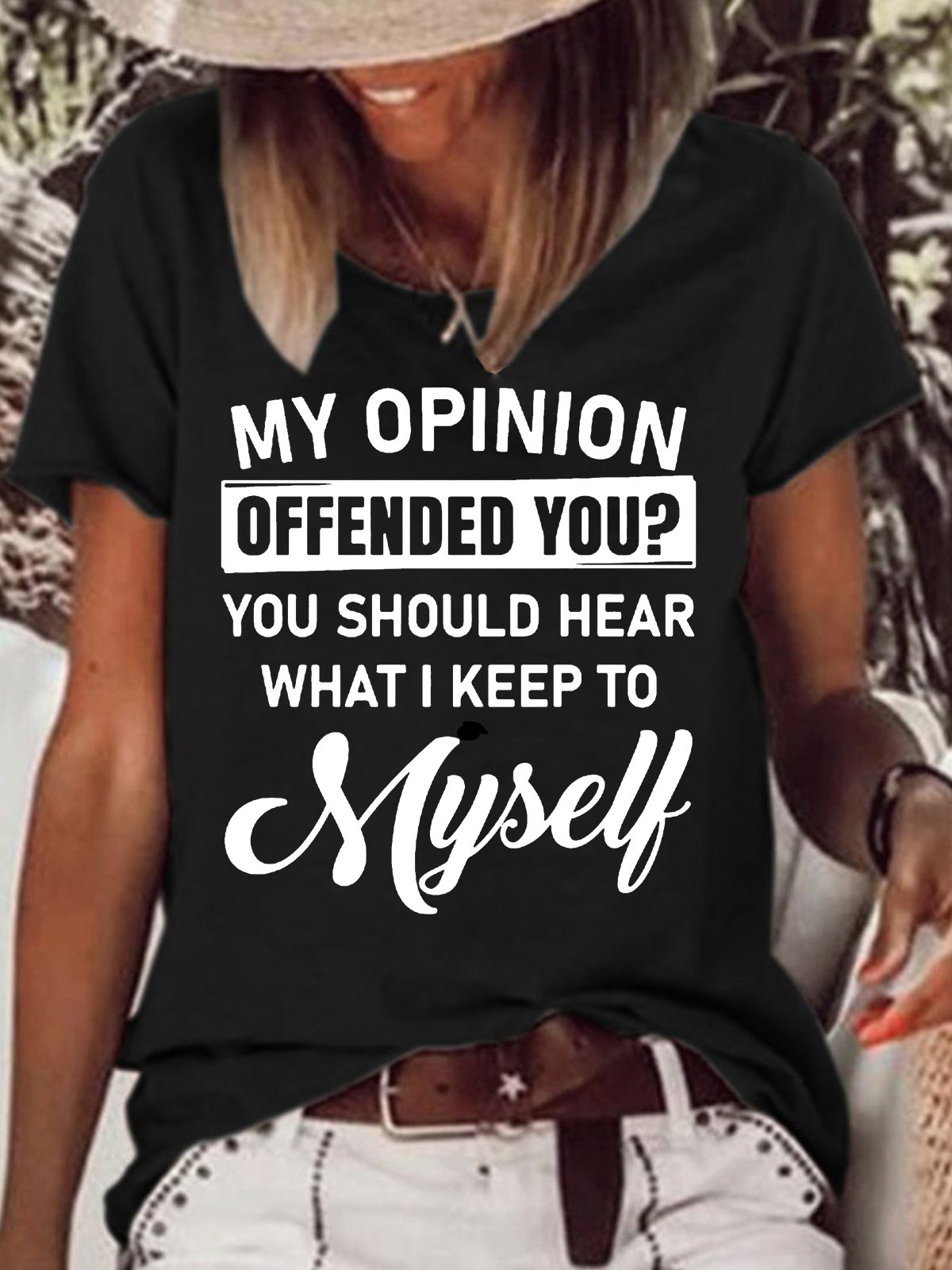 Womens My Opinion Offended You Crew Neck T-Shirt