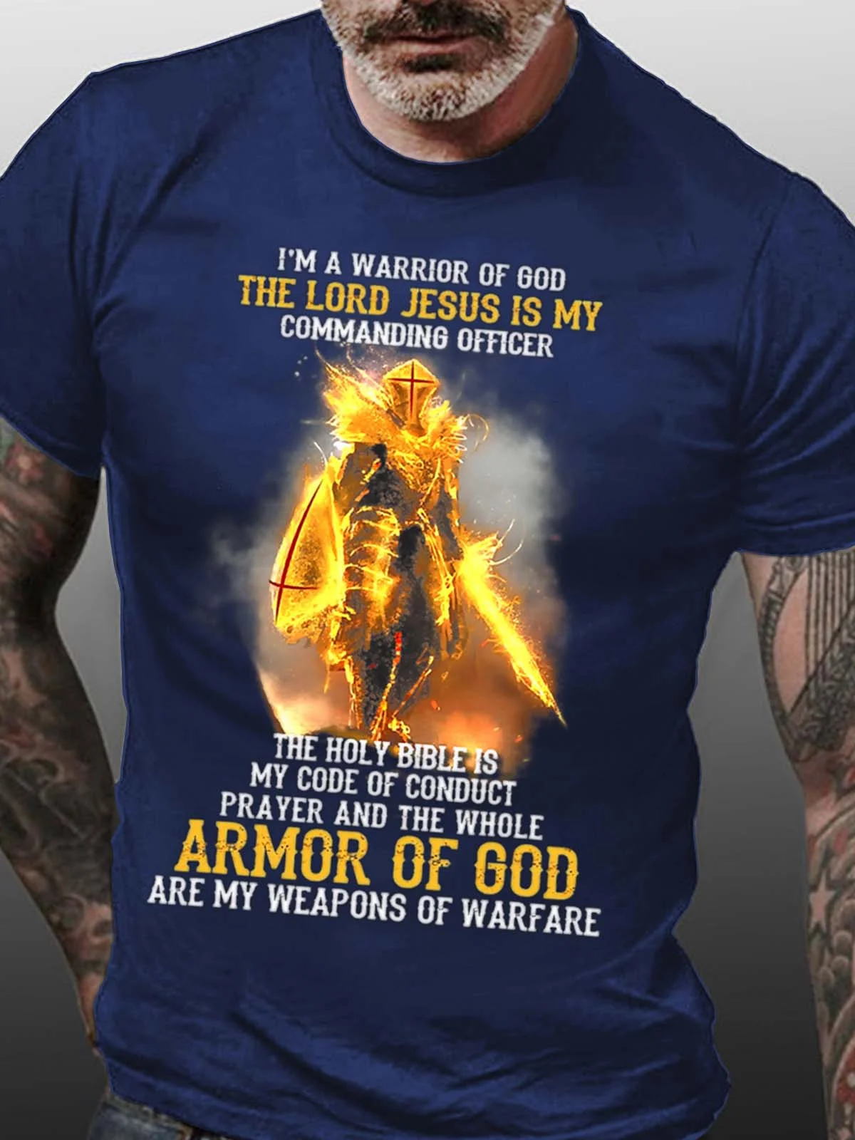 Men The Lord Jesus Is My Armor Of God Casual Text Letters Fit T-Shirt