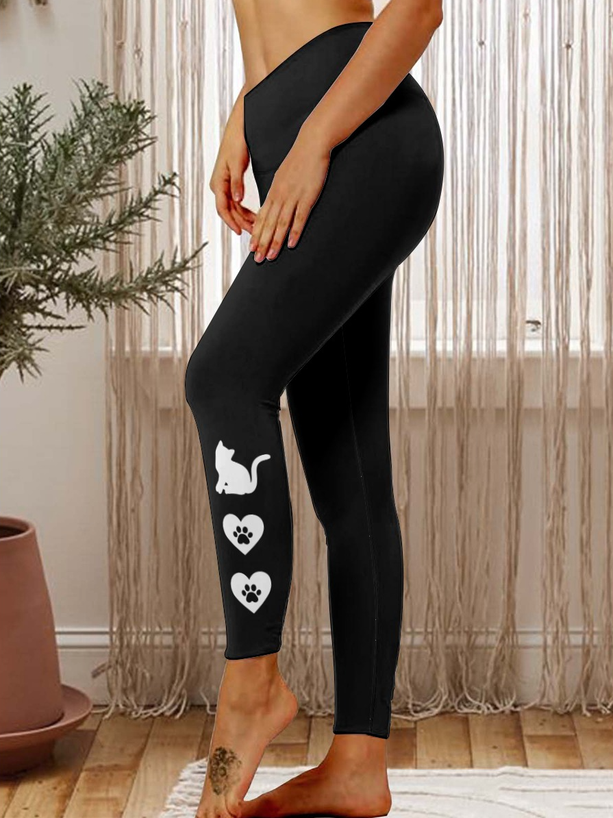 Lilicloth X Paula Cat Paw Love Hearts Women's Tummy Control Leggings