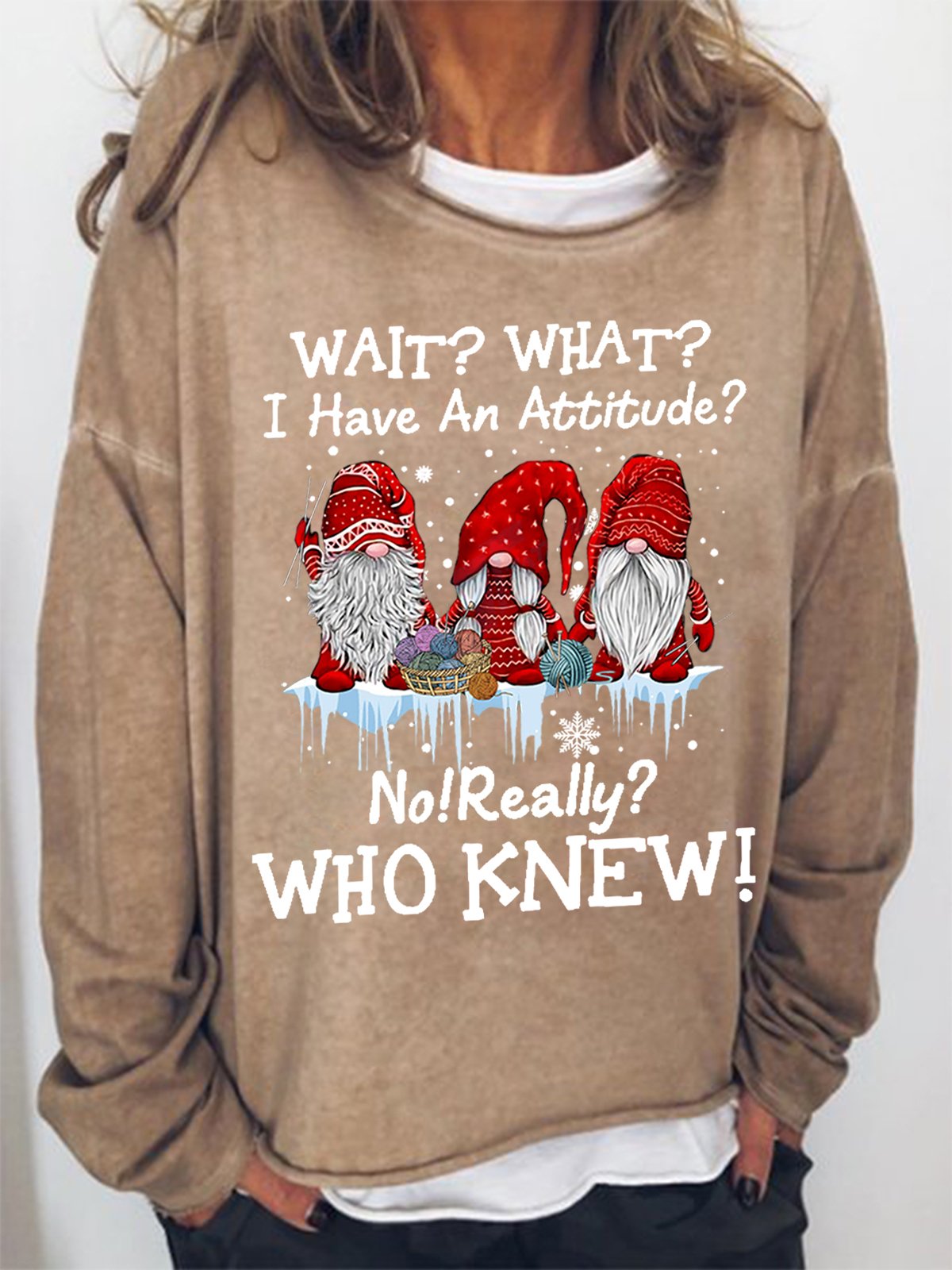 I Have An Attitude Women's Loose Christmas Simple Sweatshirt | lilicloth