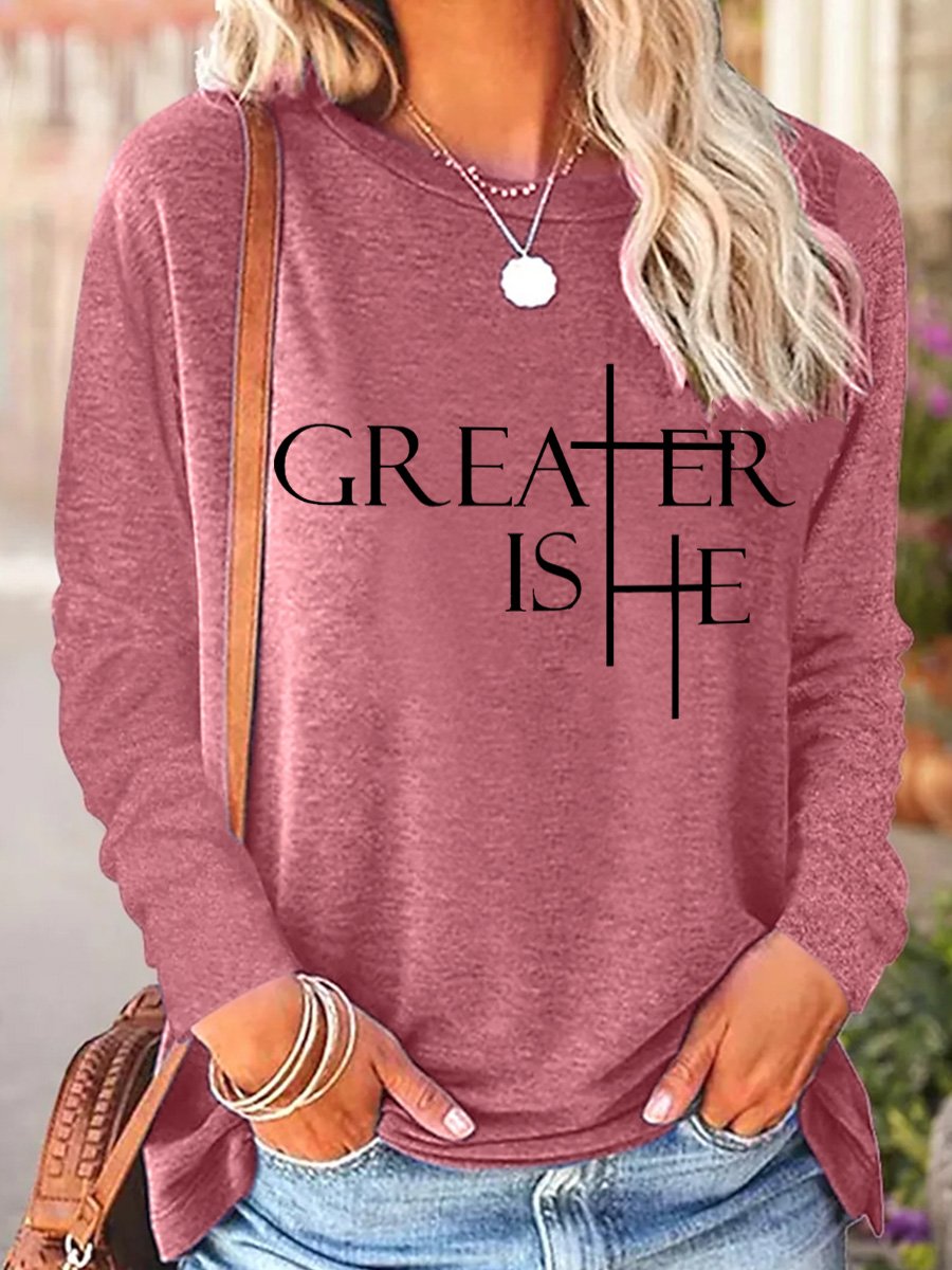 Greater Is He Cross Women's Long Sleeve T-Shirt