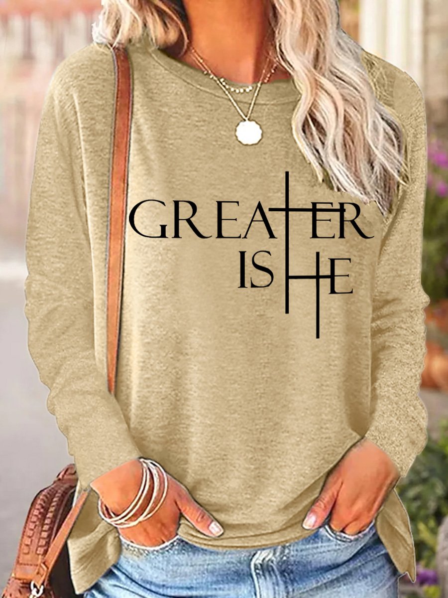 Greater Is He Cross Women's Long Sleeve T-Shirt