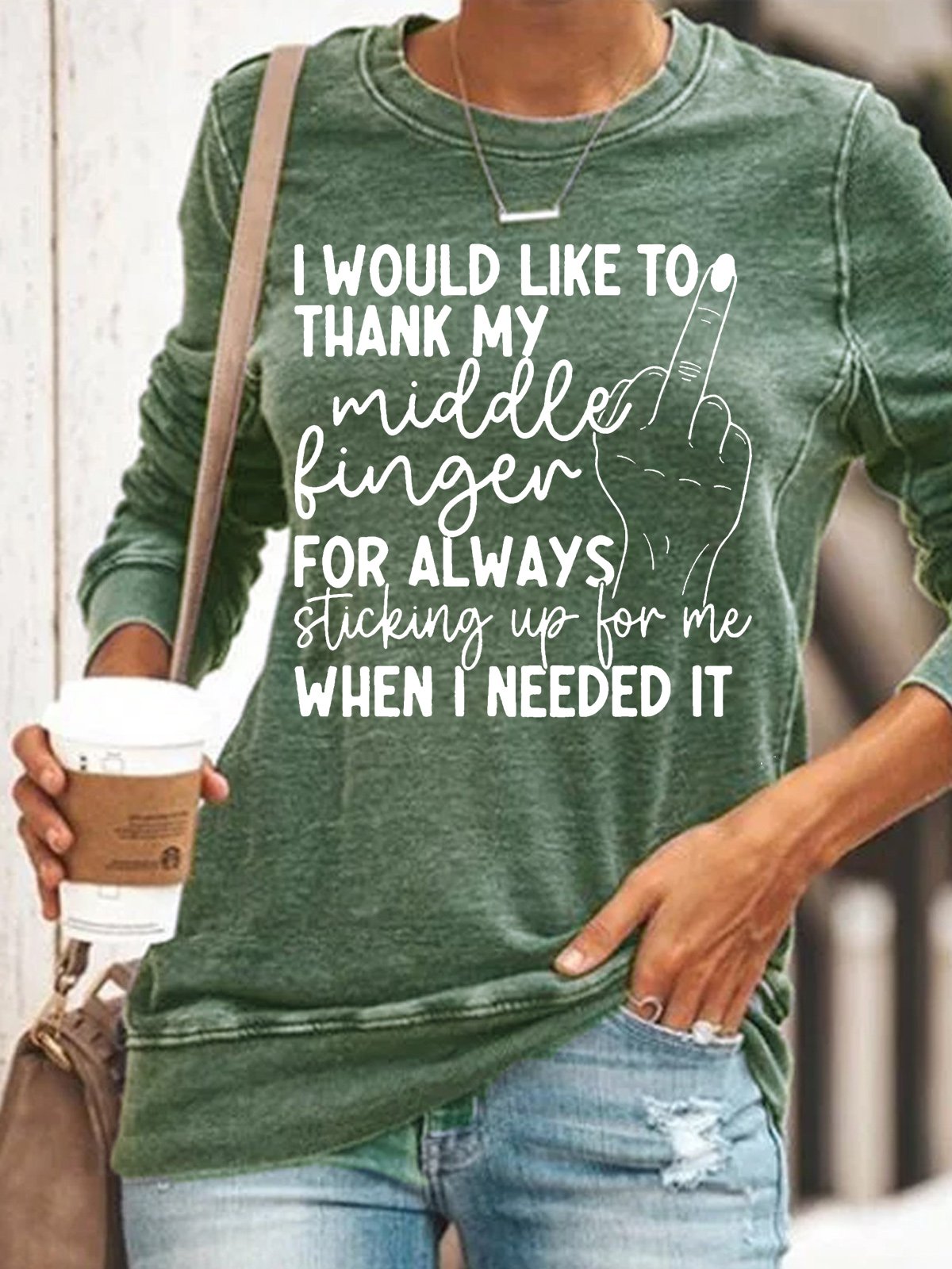 Womens I Would Like To Thank My Middle Finger Funny Letters Sweatshirt