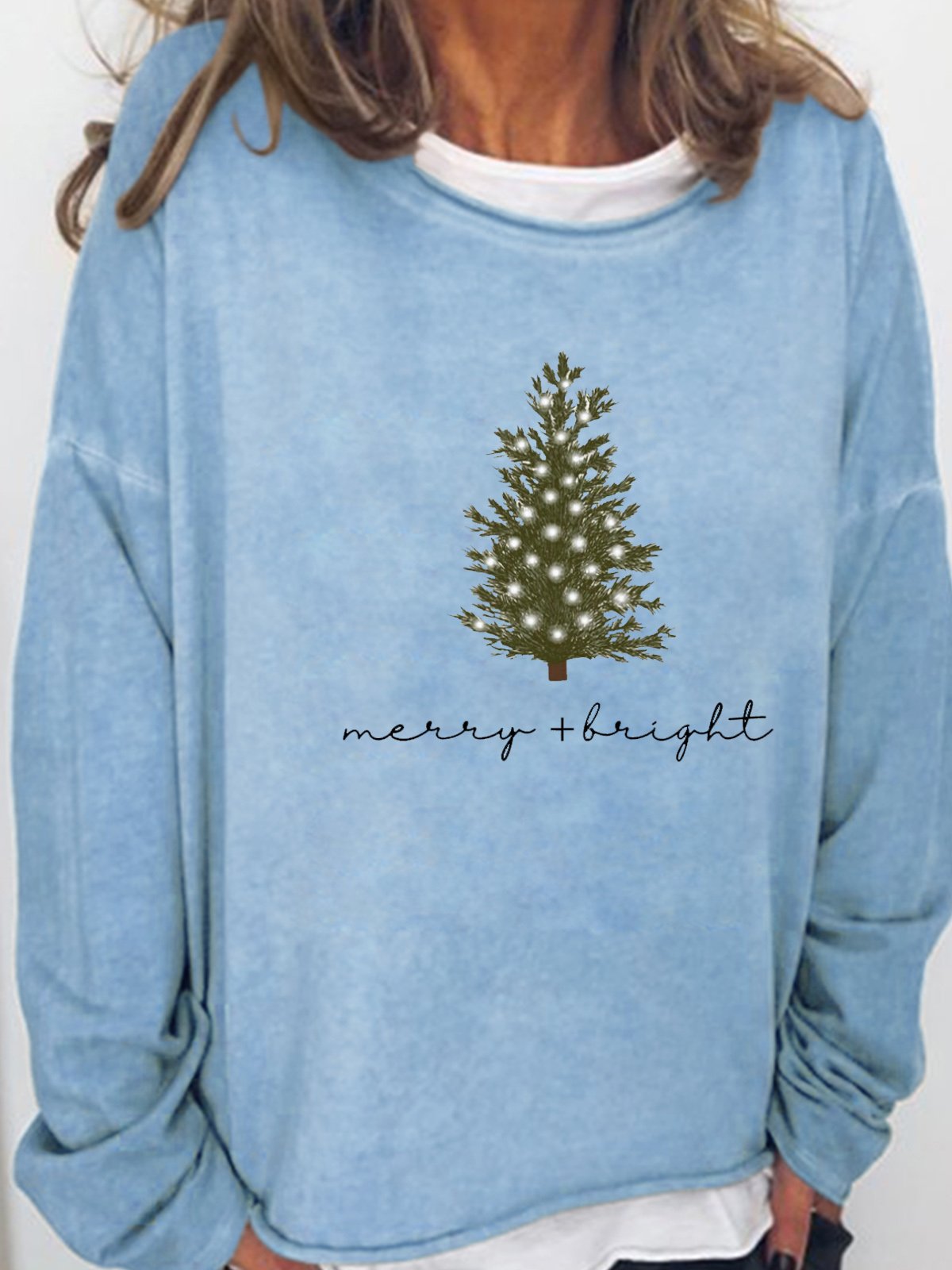 Womens Christmas Merry and Bright Casual Sweatshirt