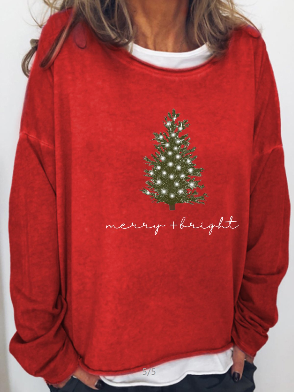 Womens Christmas Merry and Bright Casual Sweatshirt