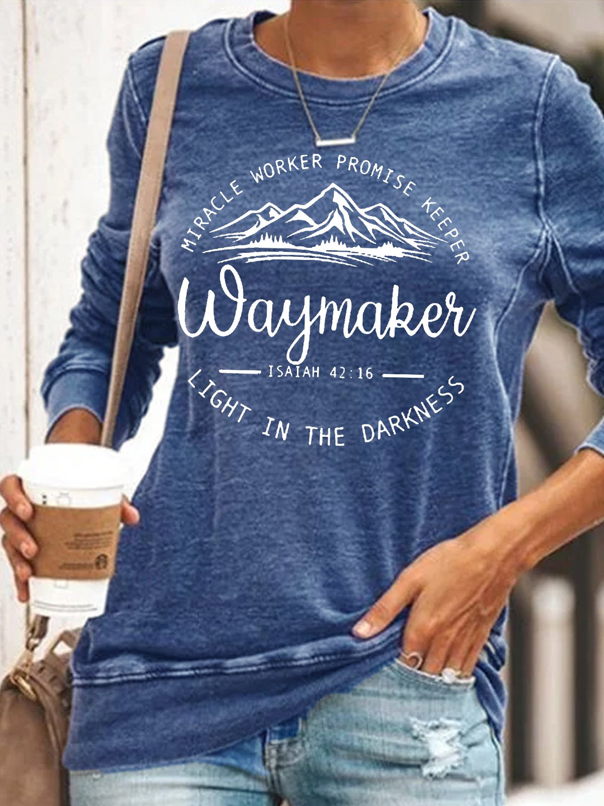 Womens Inspirational Quote Christian Waymaker Isaiah 42:16 Crew Neck Sweatshirt