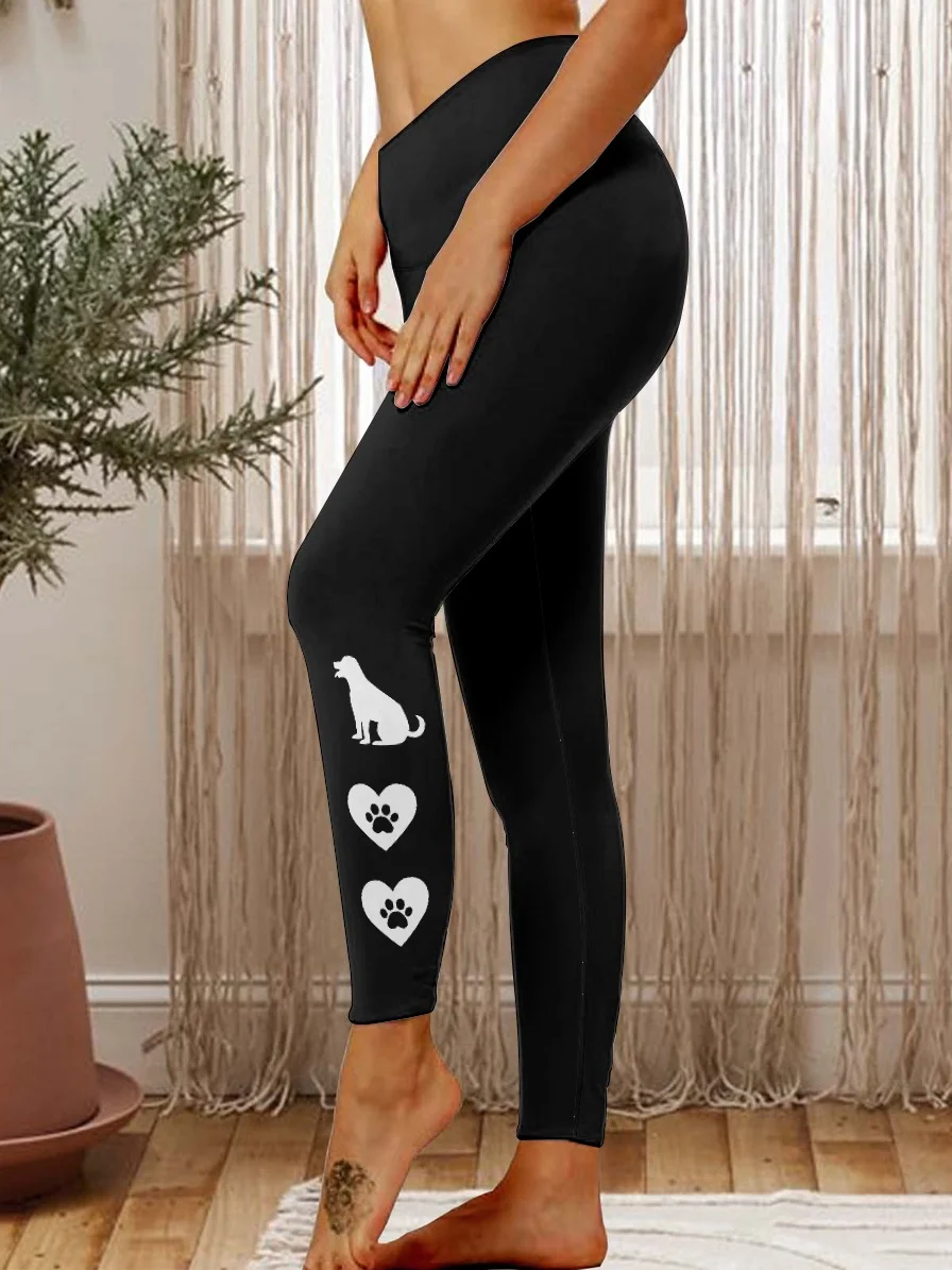 Lilicloth X Paula Dog Paw Love Hearts Women's Tummy Control Leggings