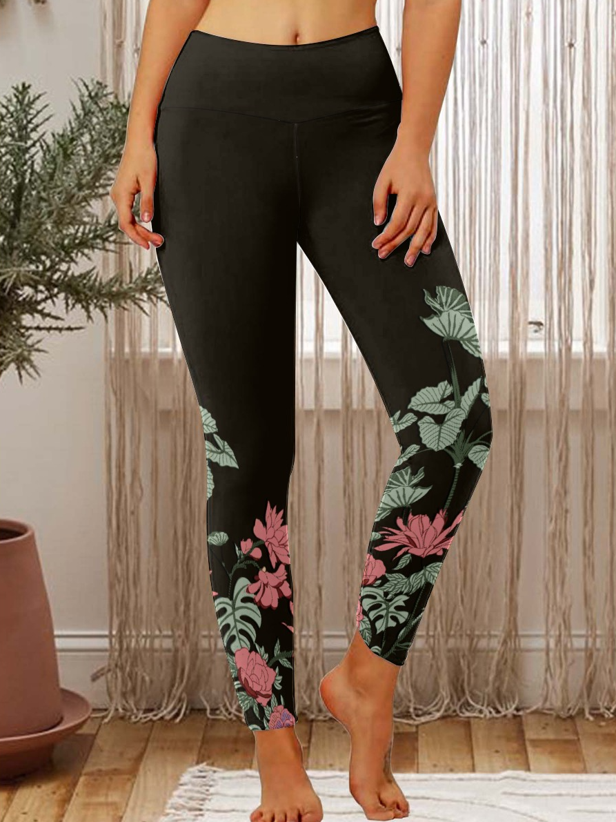 Lilicloth x Iqs Floral Painting Women's Tummy Control Leggings