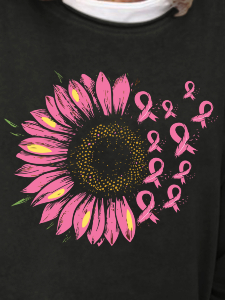 Pink Sunflower Women's Pink Day Breast Cancer Awareness Day Sweatshirt