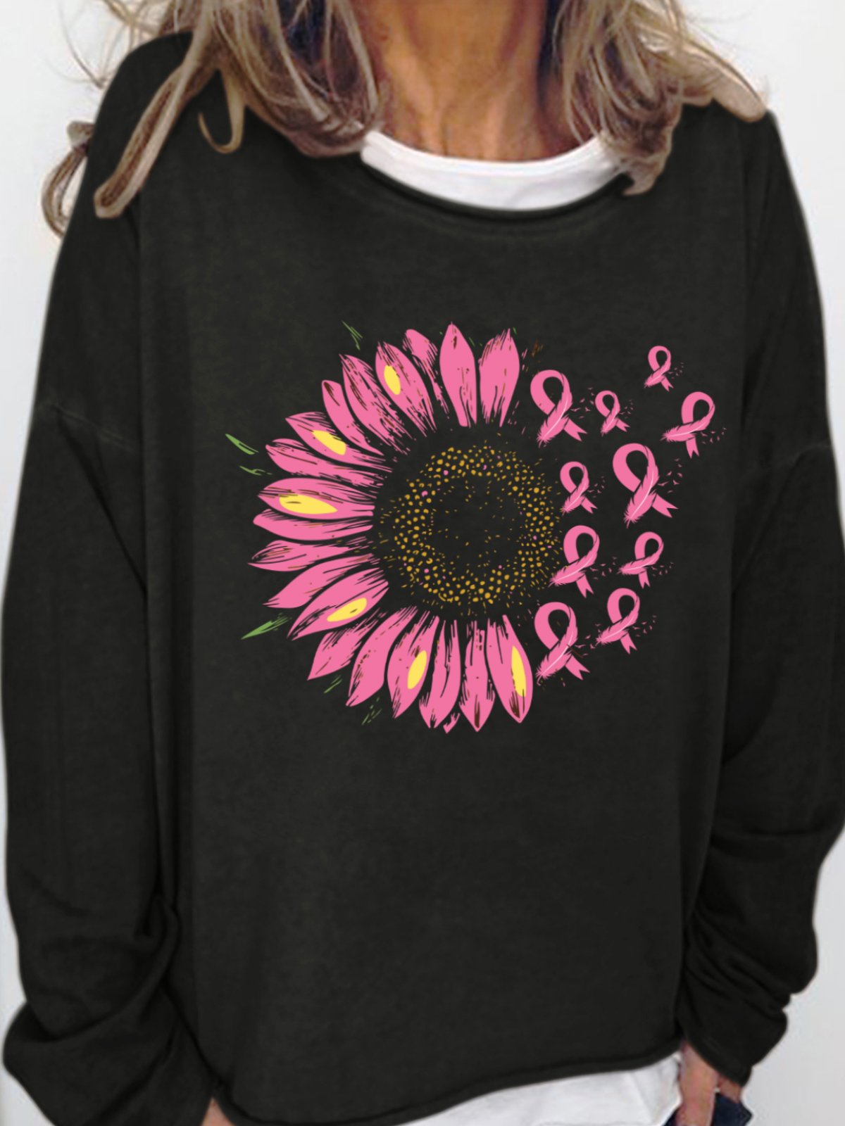 Pink Sunflower Women's Pink Day Breast Cancer Awareness Day Sweatshirt