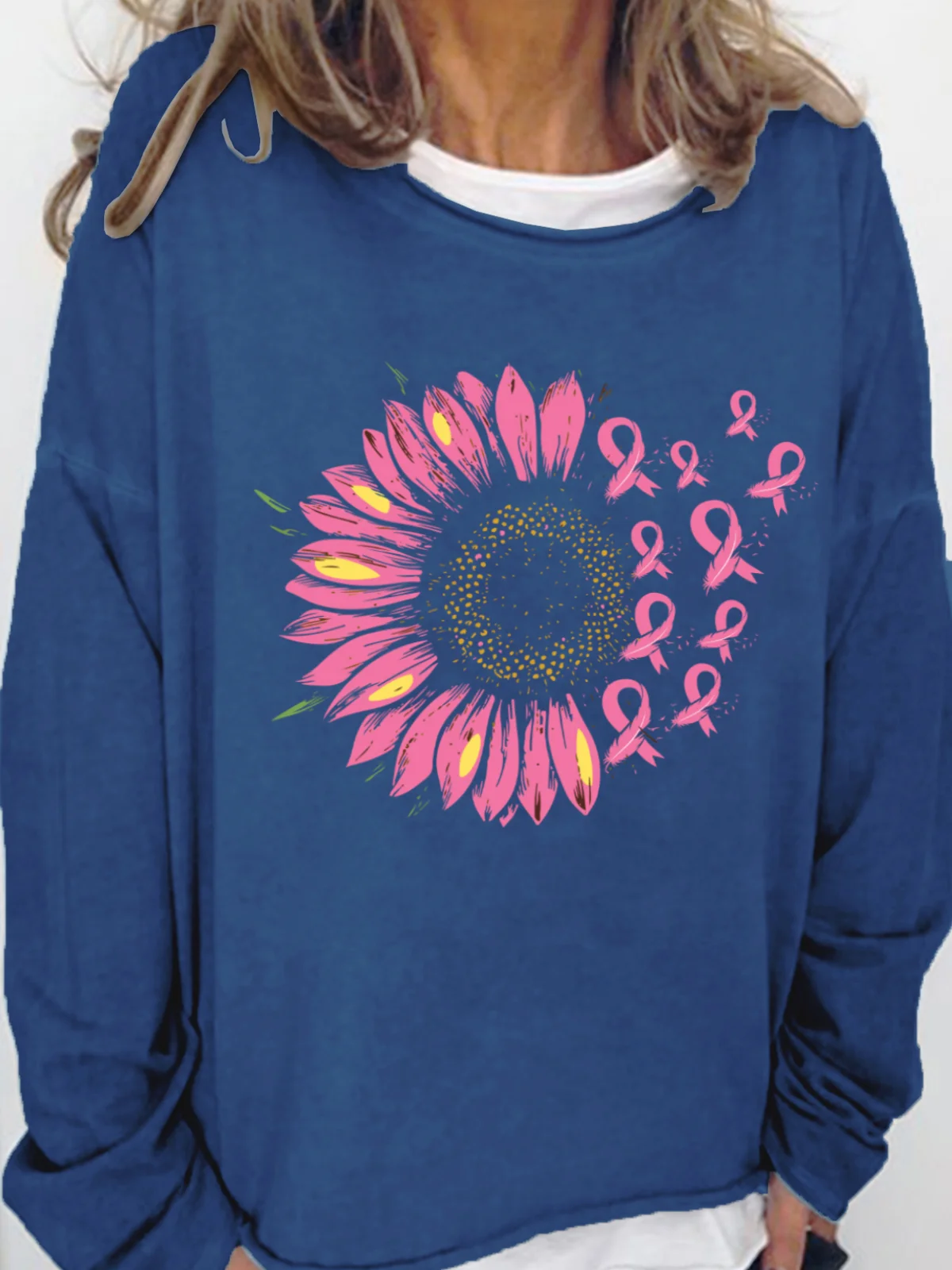 Pink Sunflower Women's Pink Day Breast Cancer Awareness Day Sweatshirt