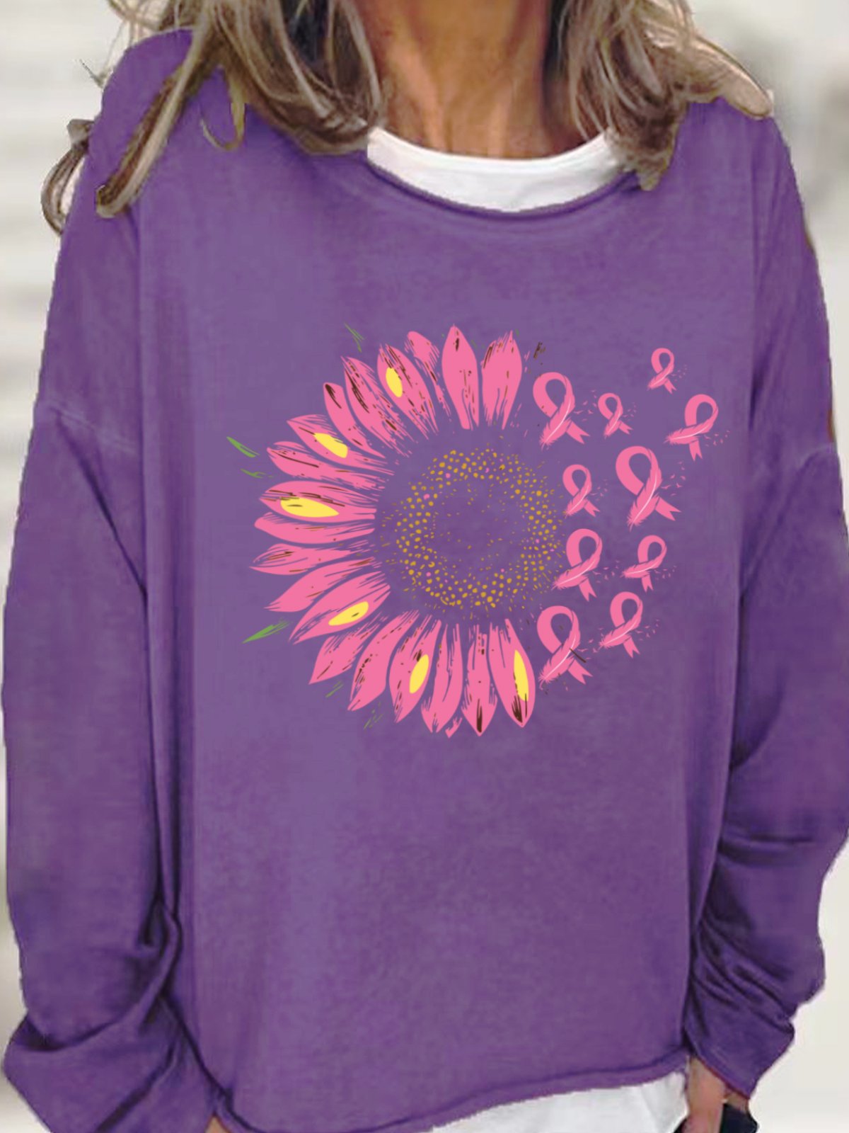 Pink Sunflower Women's Pink Day Breast Cancer Awareness Day Sweatshirt