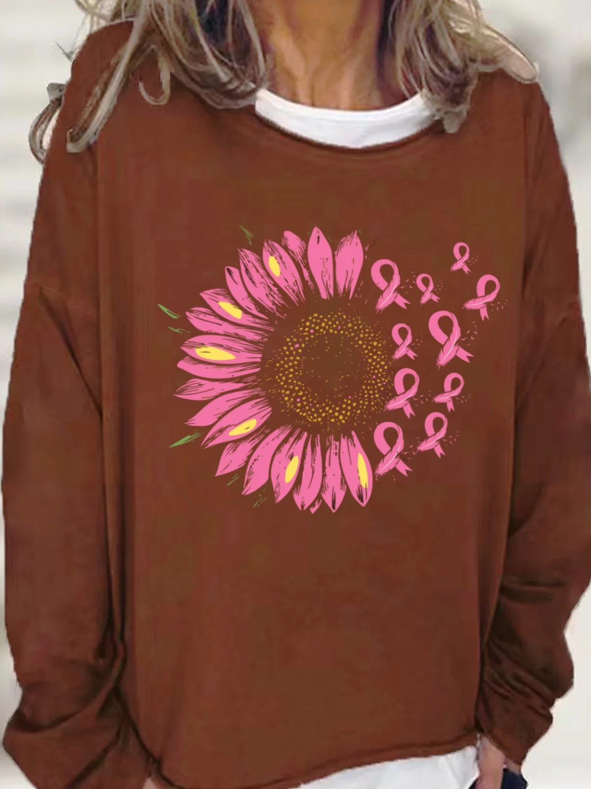 Pink Sunflower Women's Pink Day Breast Cancer Awareness Day Sweatshirt