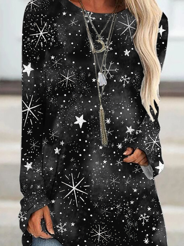 Women Funny Snowflake Christmas Regular Fit Crew Neck Dress