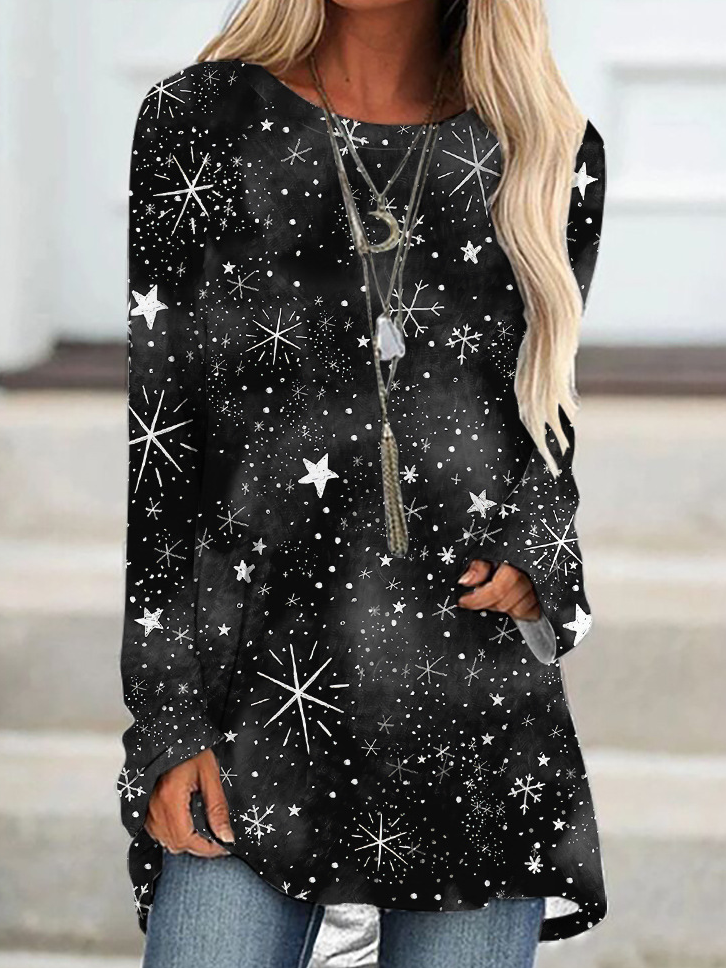 Women Funny Snowflake Christmas Regular Fit Crew Neck Dress