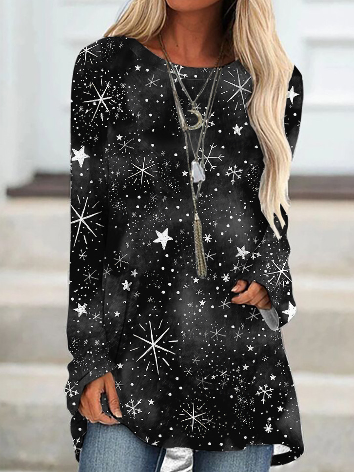 Women Funny Snowflake Christmas Regular Fit Crew Neck Dress