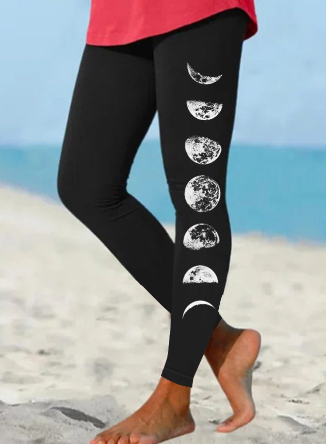 Womens Moon Print Leggings