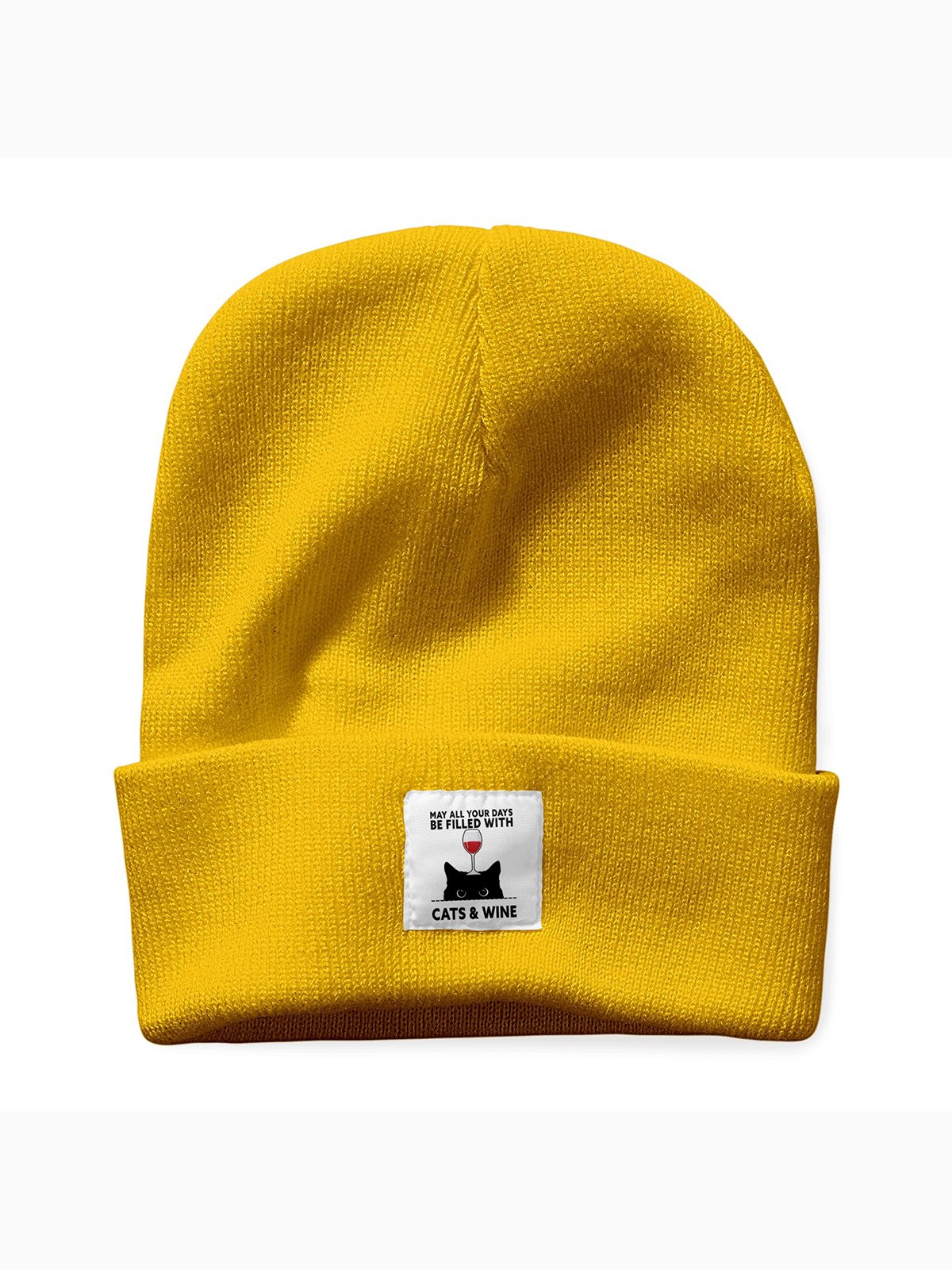 May Your Day Full Of Cat And Wine Animal Graphic Beanie Hat