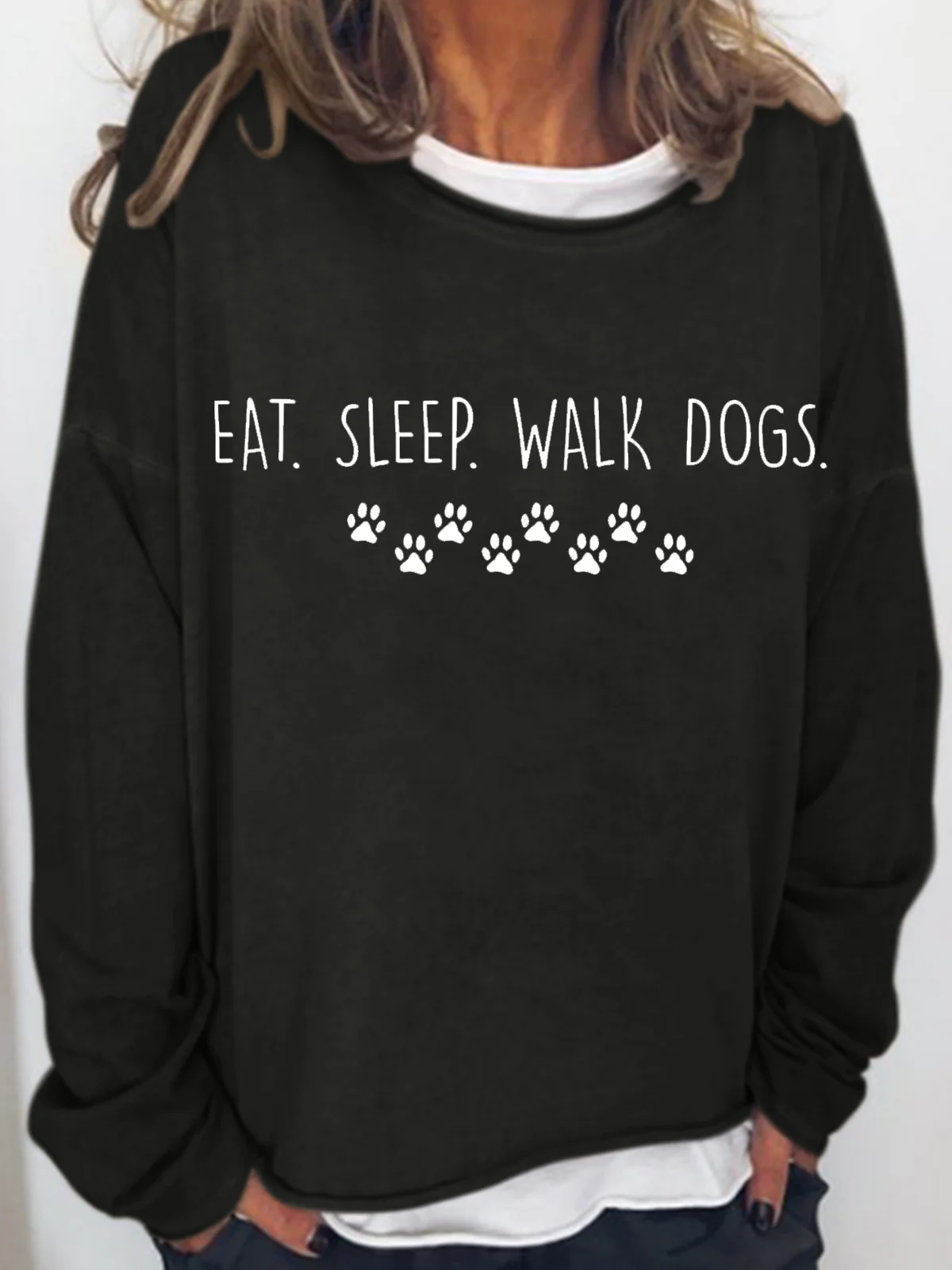 Womens Funny Dog Lover Cozy Crew Neck Sweatshirt