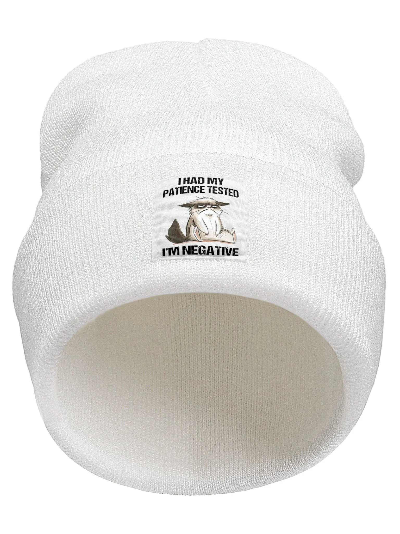 I Had My Patience Tested I'm Negative Cat Funny Sarcasm Animal Graphic Beanie Hat