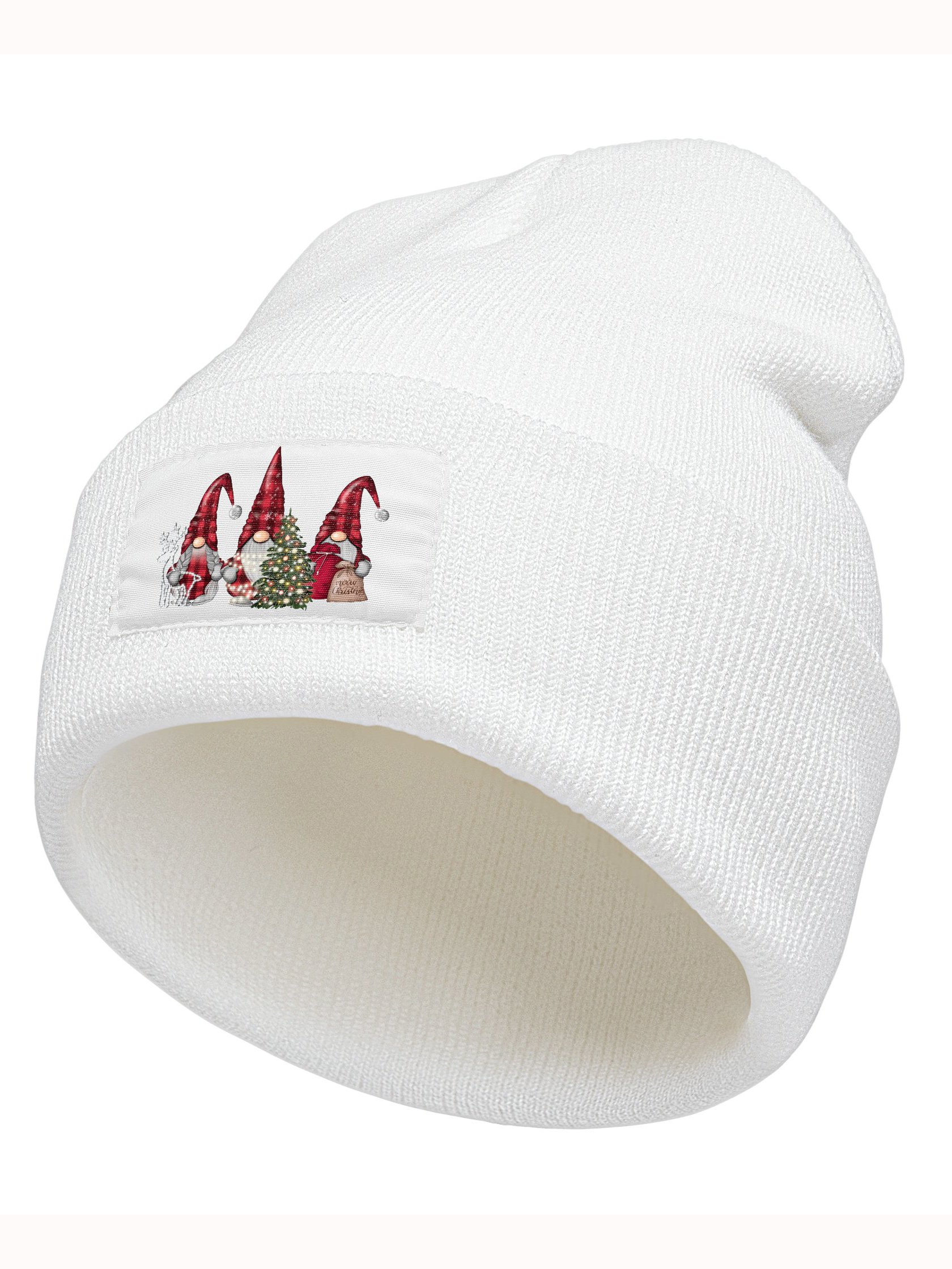 Christmas Gnome With Christmas Tree Christmas Graphic Beanie Hat