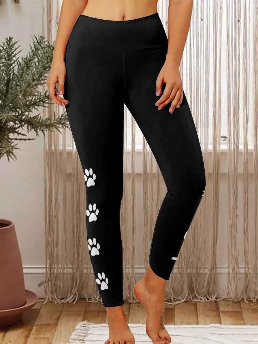 Cat Paw With Cat Love Women's Tummy Control Leggings