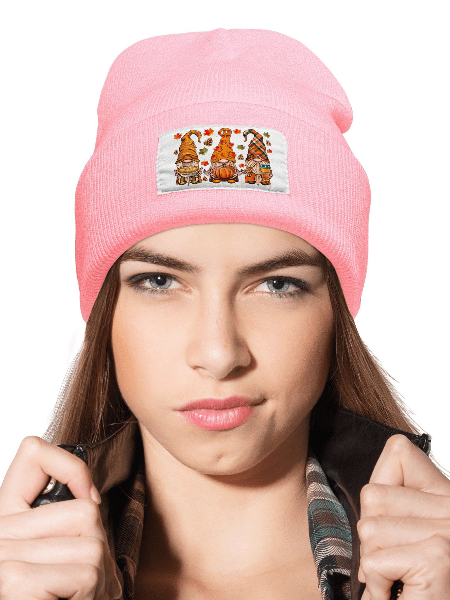 Fall Gnomes Autumn Pumpkin Halloween Thanksgiving Graphic Beanie Hat