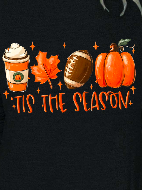 Women Funny It's The Season Pumpkin Halloween Simple Crew Neck Long sleeve Top