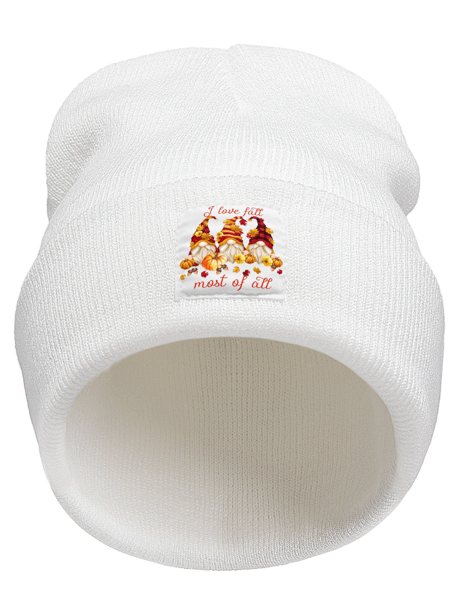 I Love Fall Most Of All Gnomes Halloween Pumpkin Thanksgiving Fall Graphic Beanie Hat