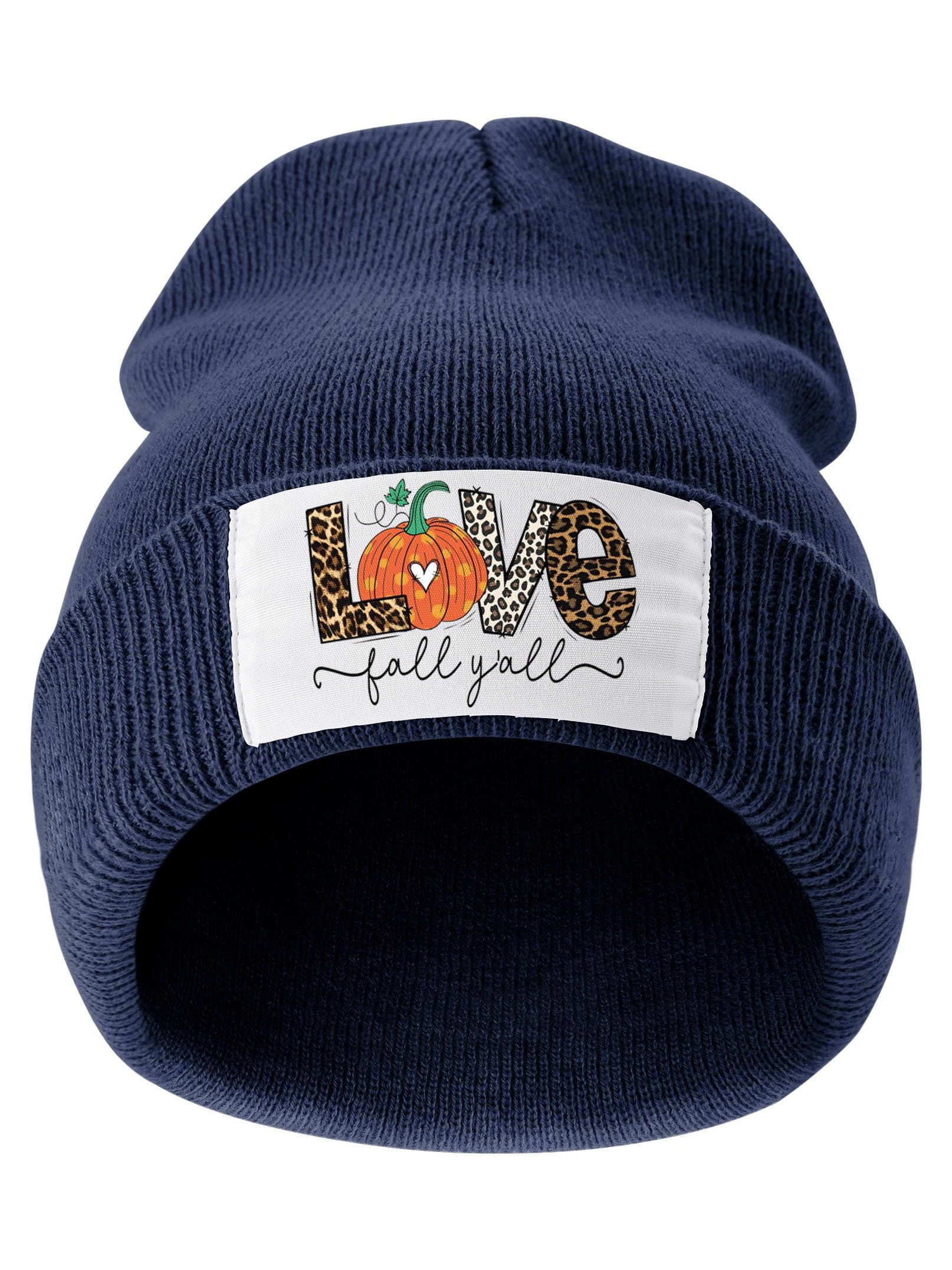 Love Pumpkin Print Halloween Graphic Beanie Hat