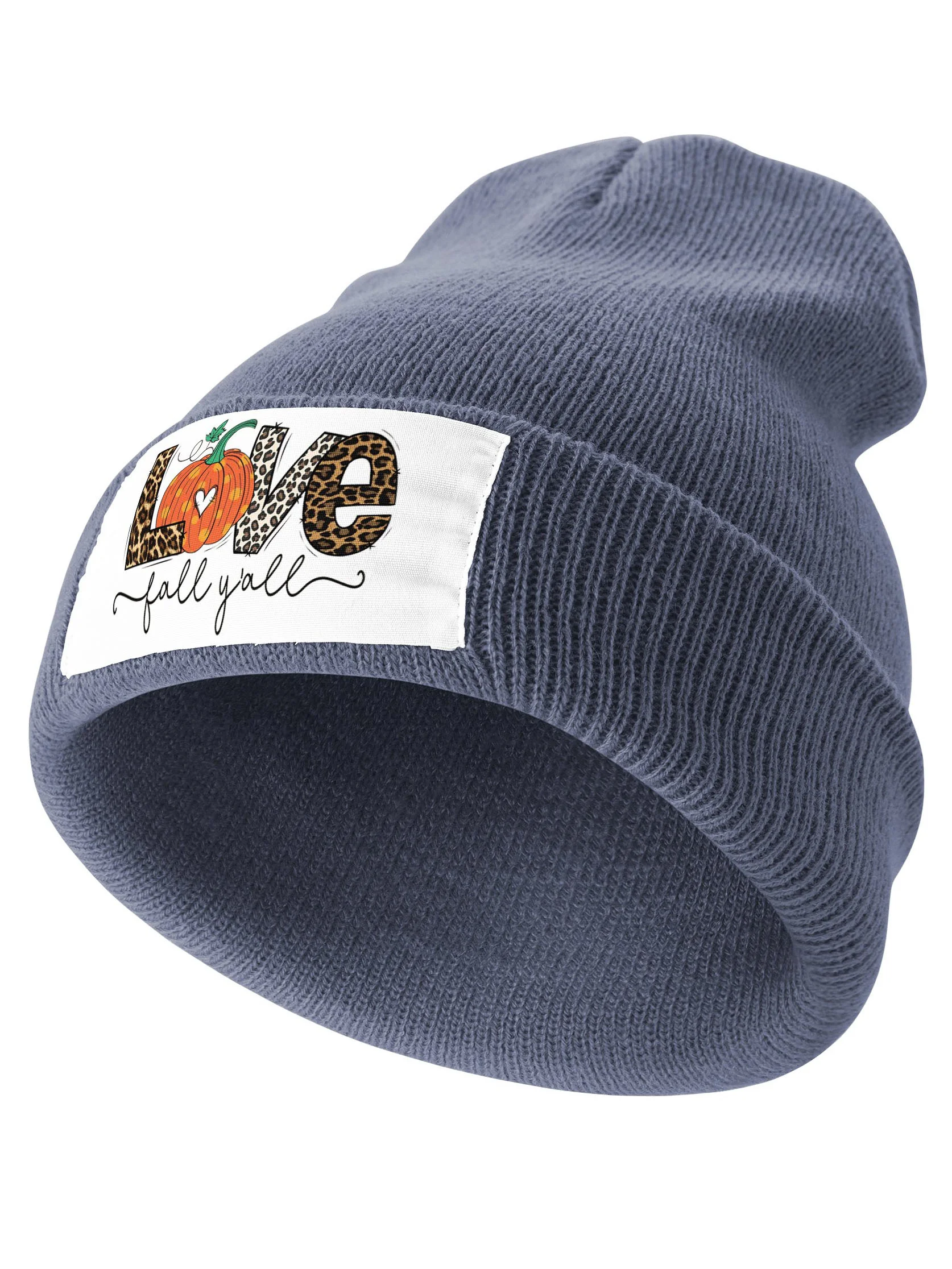 Love Pumpkin Print Halloween Graphic Beanie Hat