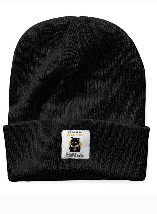 I’ll Going To Let God Fix It Cat Animal Graphic Beanie Hat