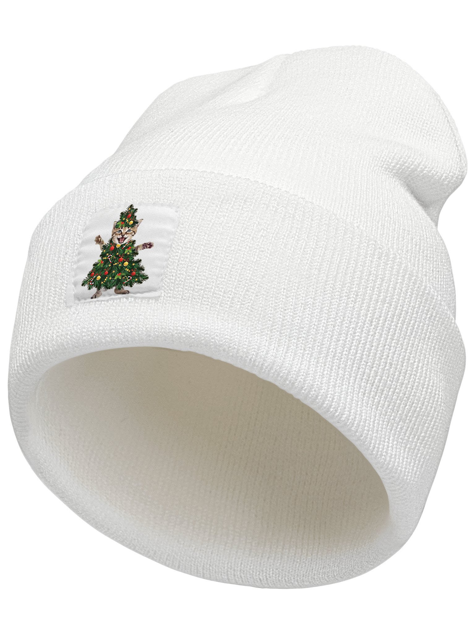 Funny Cat Christmas Tree Animal Graphic Beanie Hat