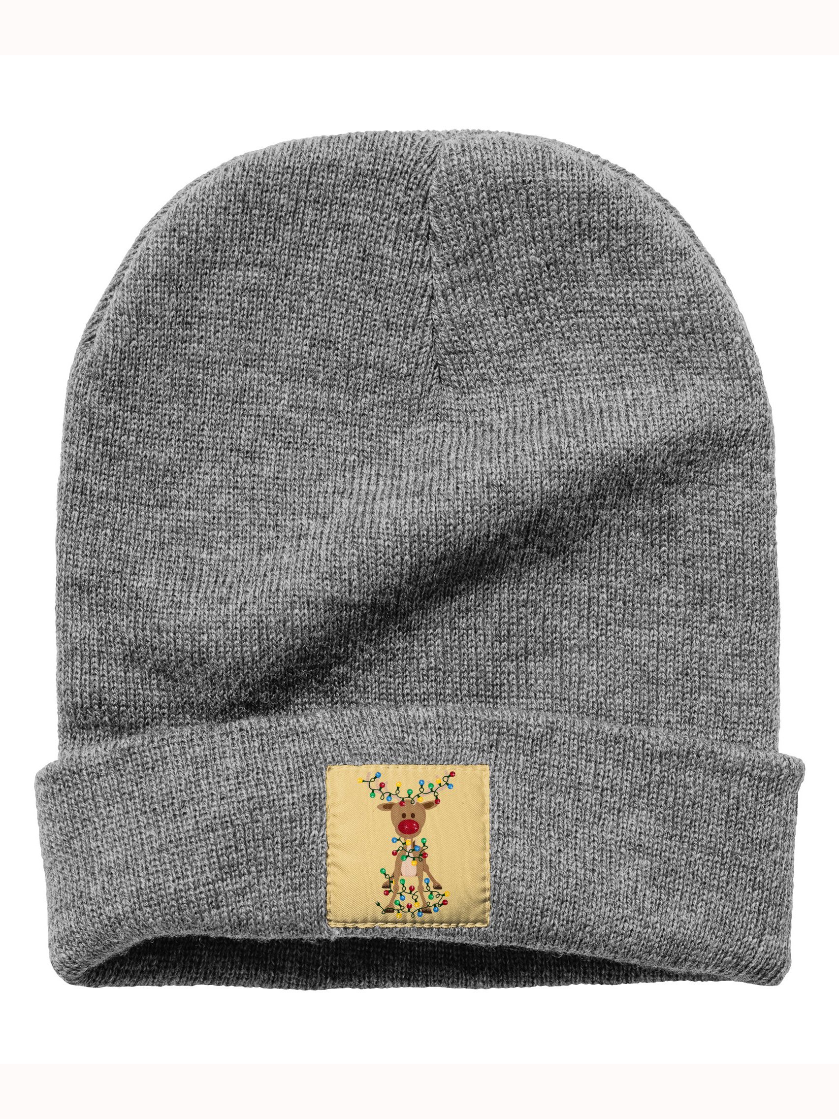 Christmas Elk Colorful Light Bulb Christmas Graphic Beanie Hat