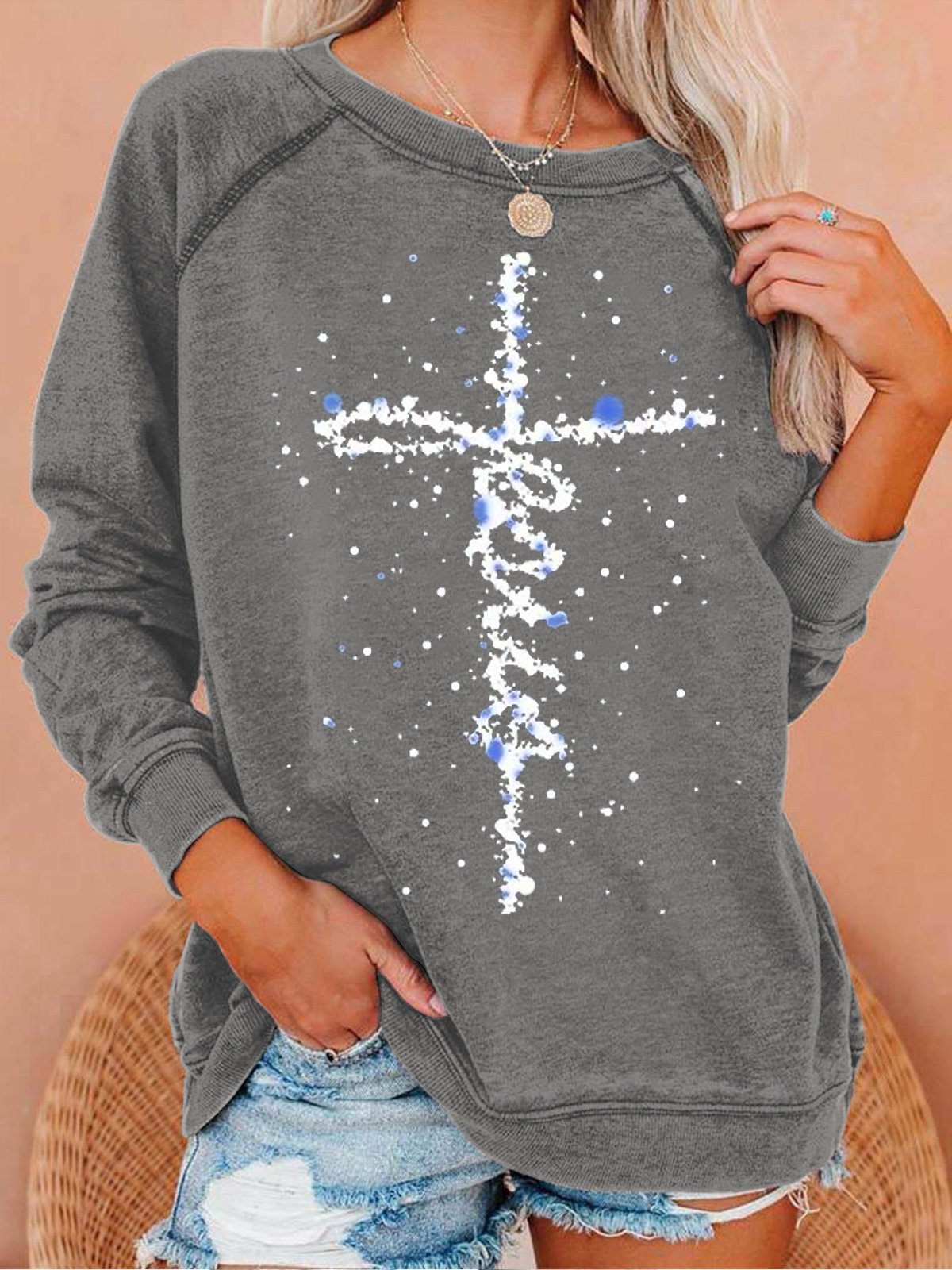 Womens Christmas Begins With Christ Crew Neck Sweatshirt