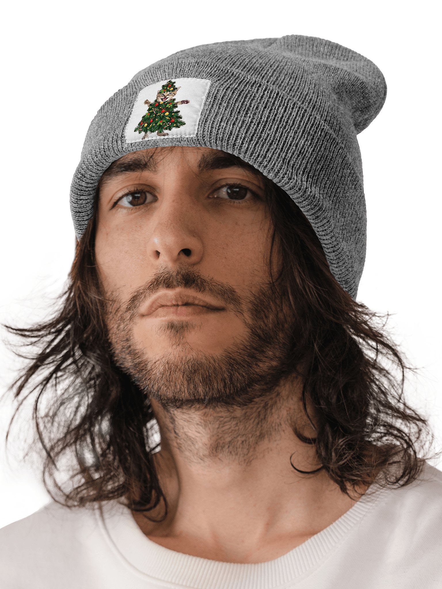 Funny Cat Christmas Tree Animal Graphic Beanie Hat