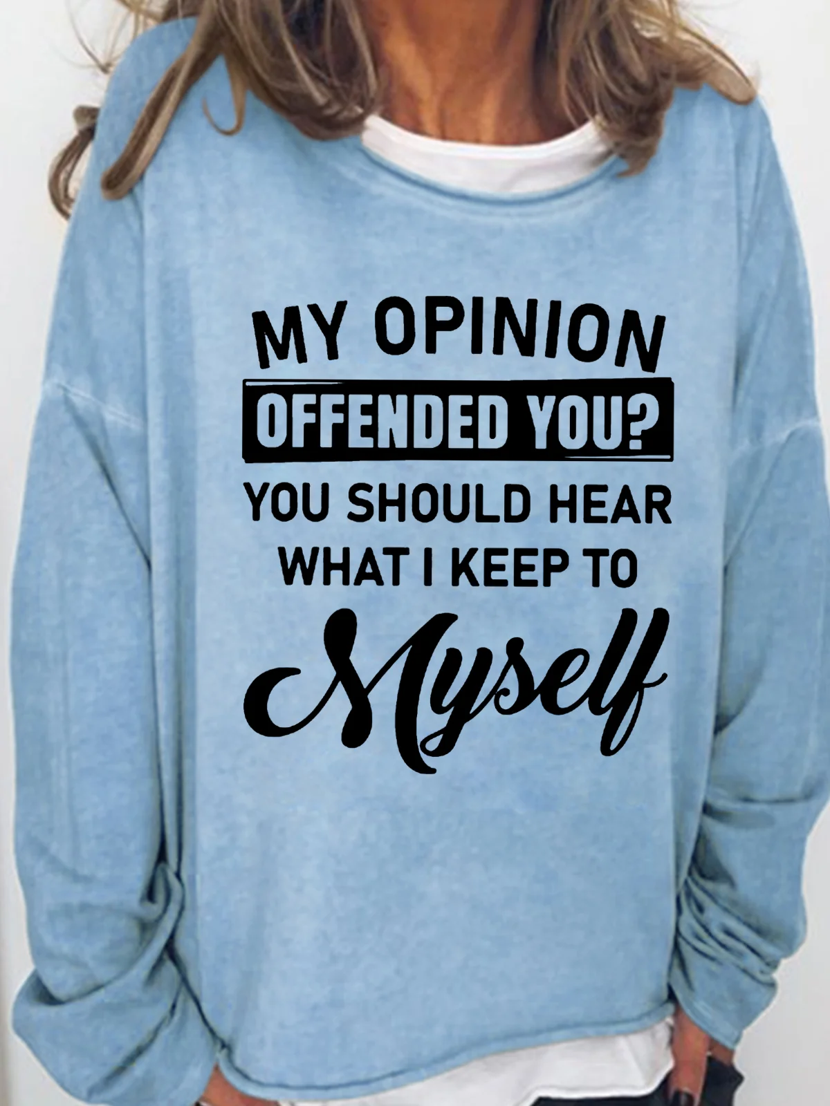 Womens Funny Letter Crew Neck Sweatshirt