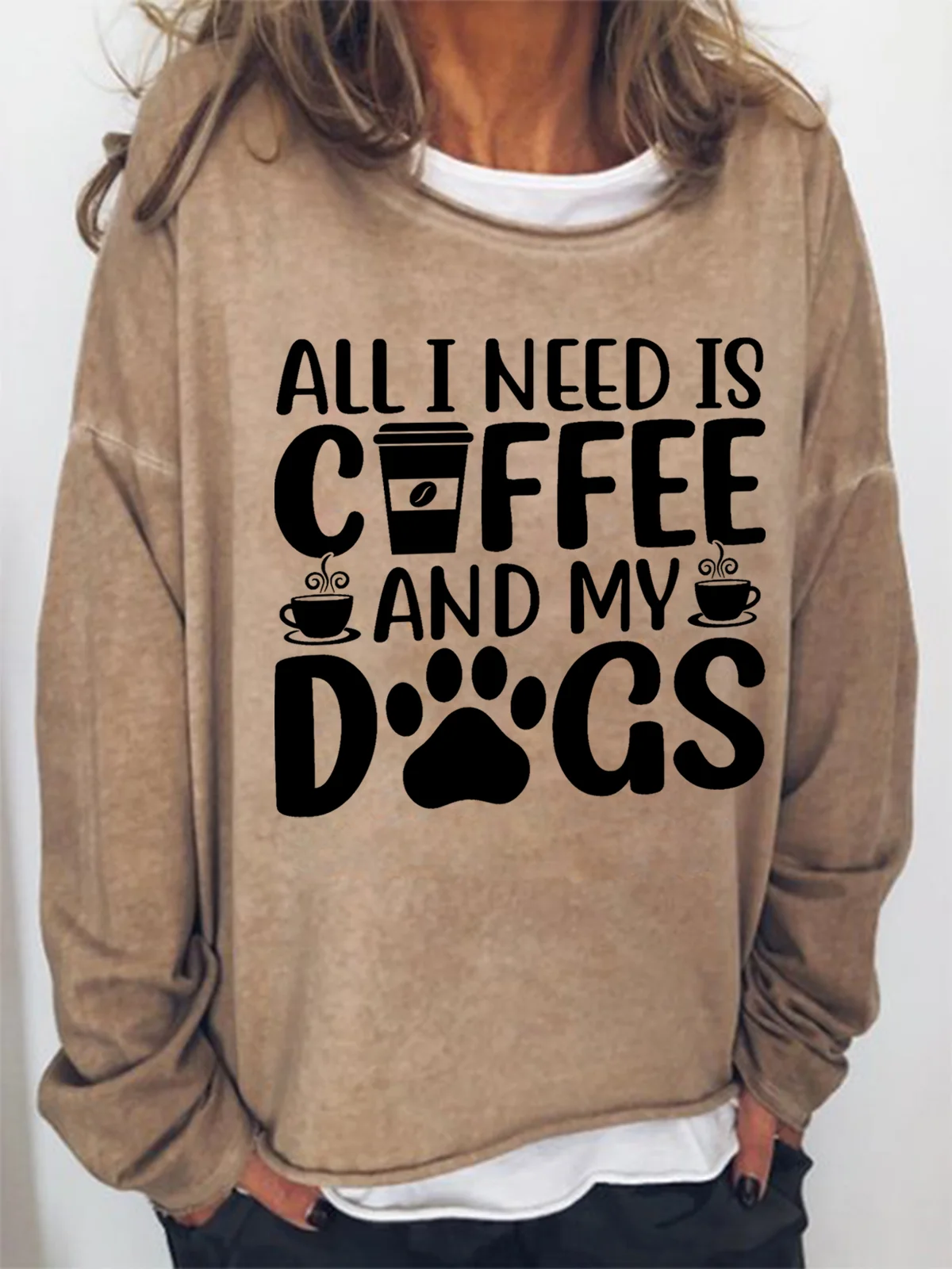 Women Coffee lover All i need is coffee and my dogs Loose Sweatshirt