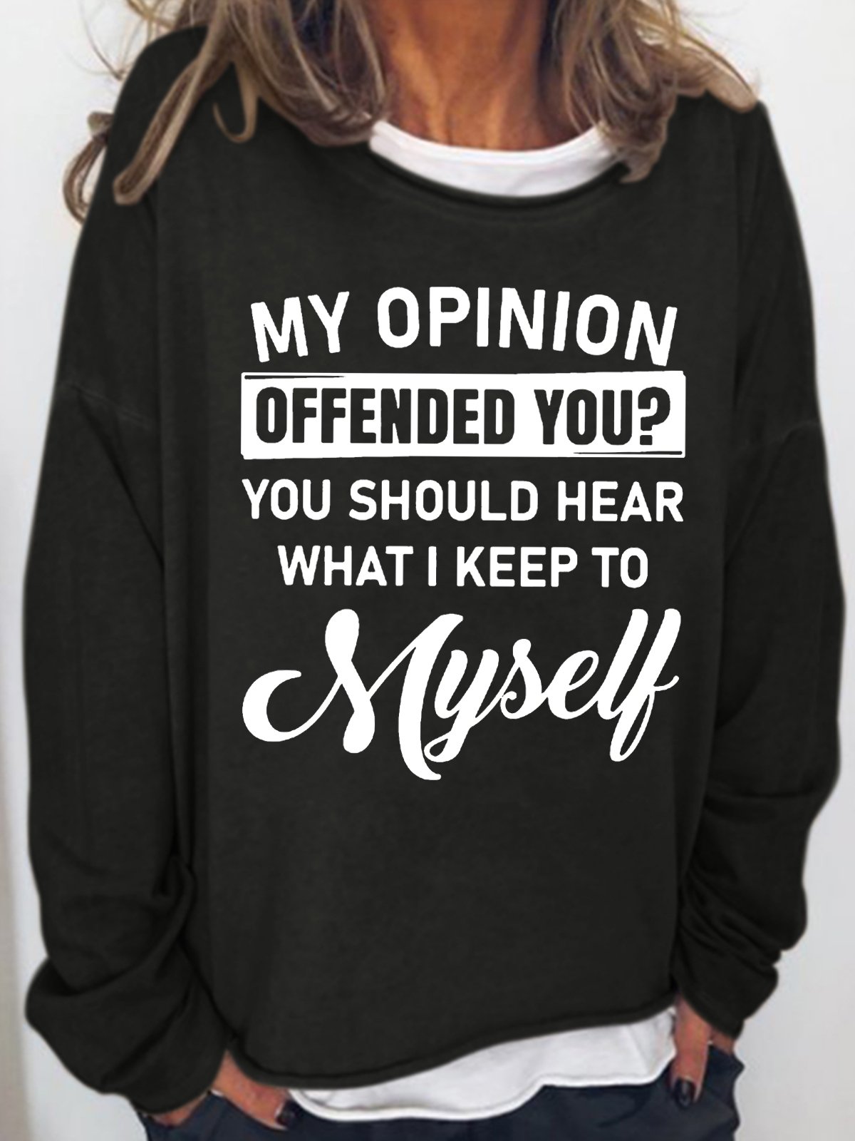 Womens Funny Letter Crew Neck Sweatshirt