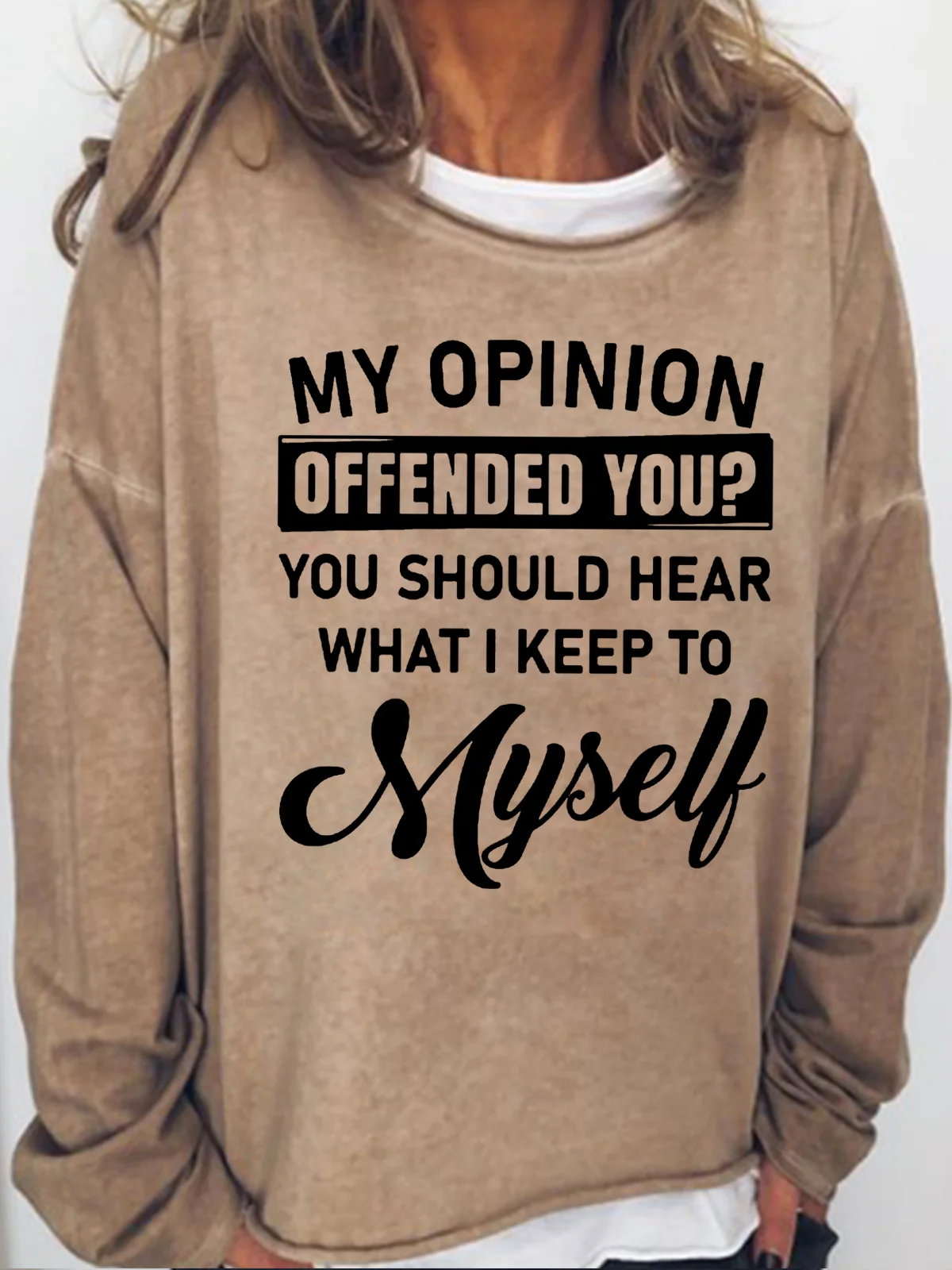 Womens Funny Letter Crew Neck Sweatshirt